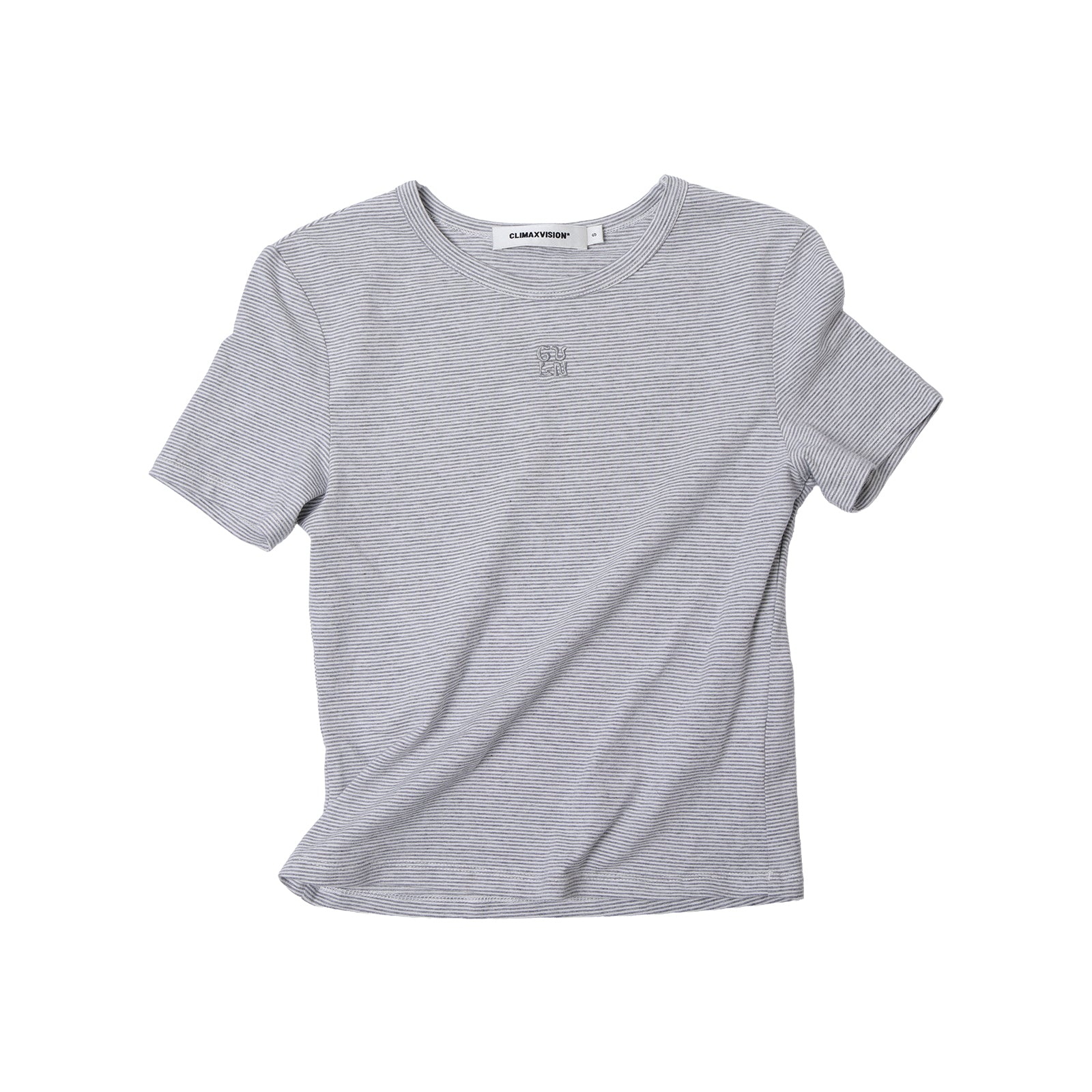 Grey Striped Color-Blocked Short-Sleeve T-Shirt
