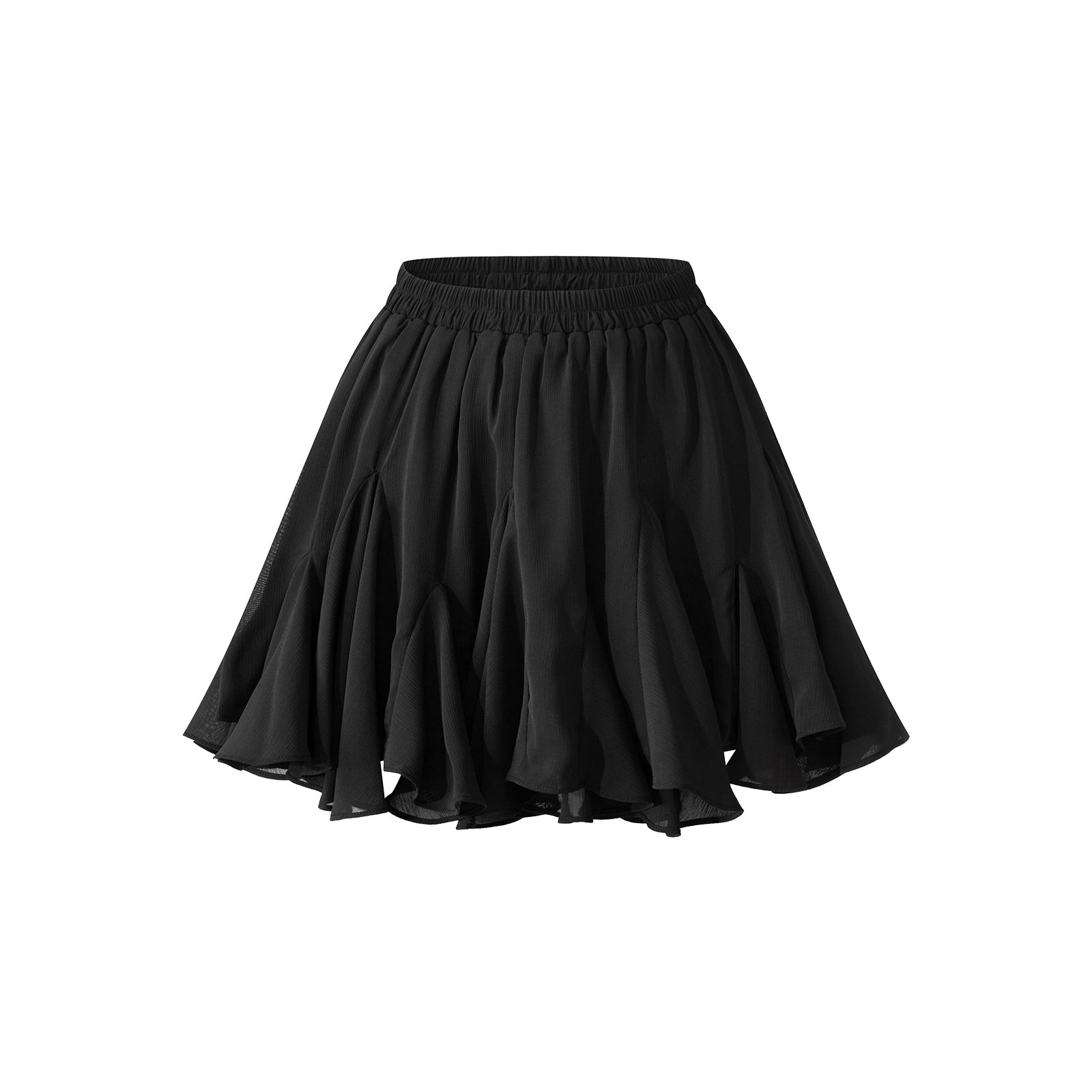 Black Irregular Ruffle Skirt