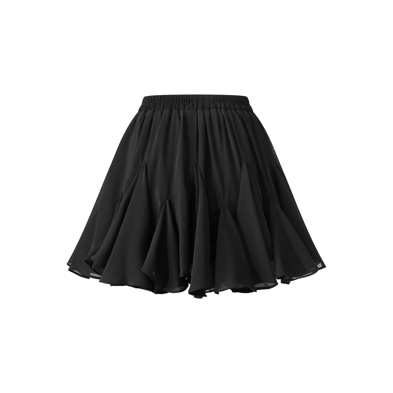 Black Irregular Ruffle Skirt