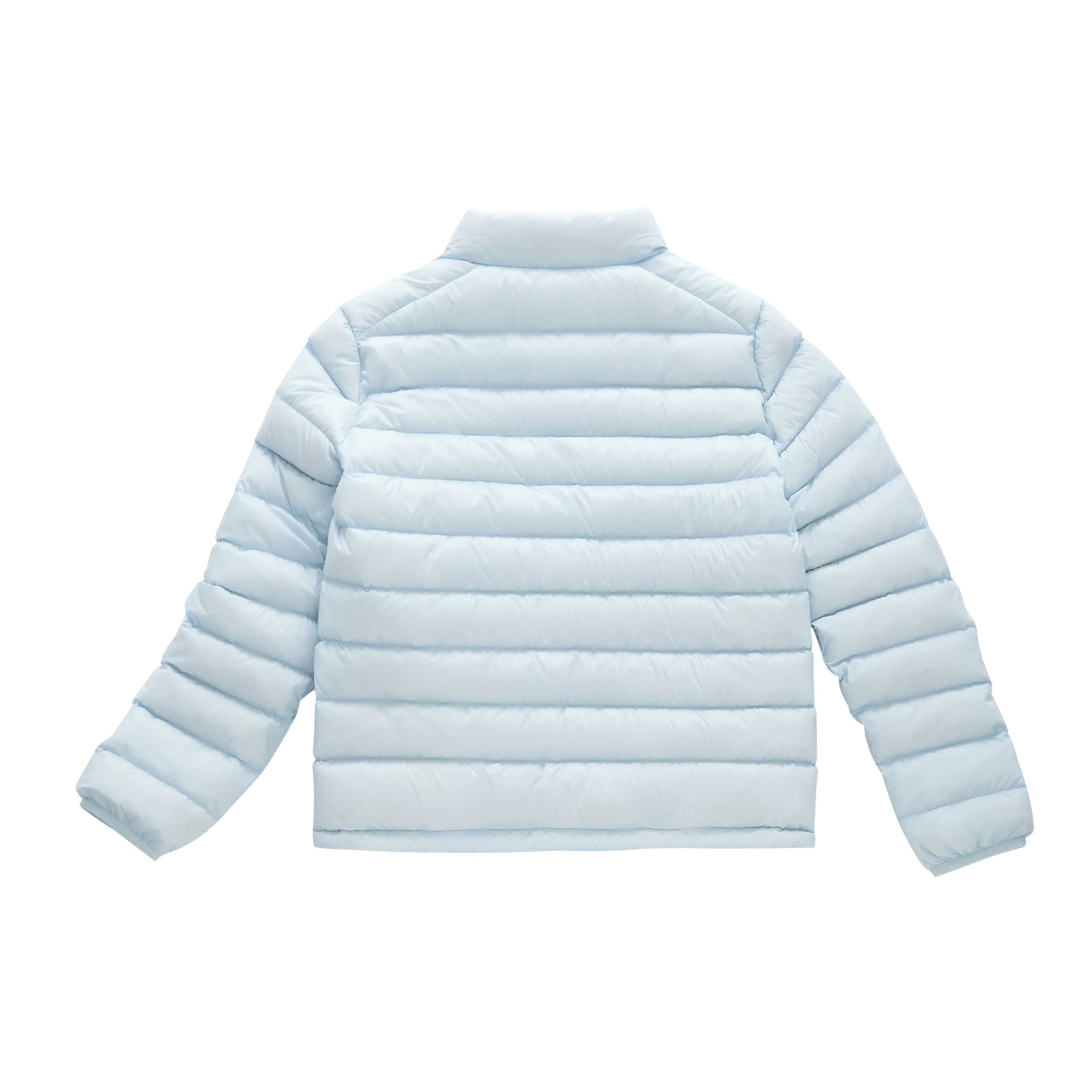 Blue Lightweight Cloud-like Ribbed Stand Collar Warm Down Jacket