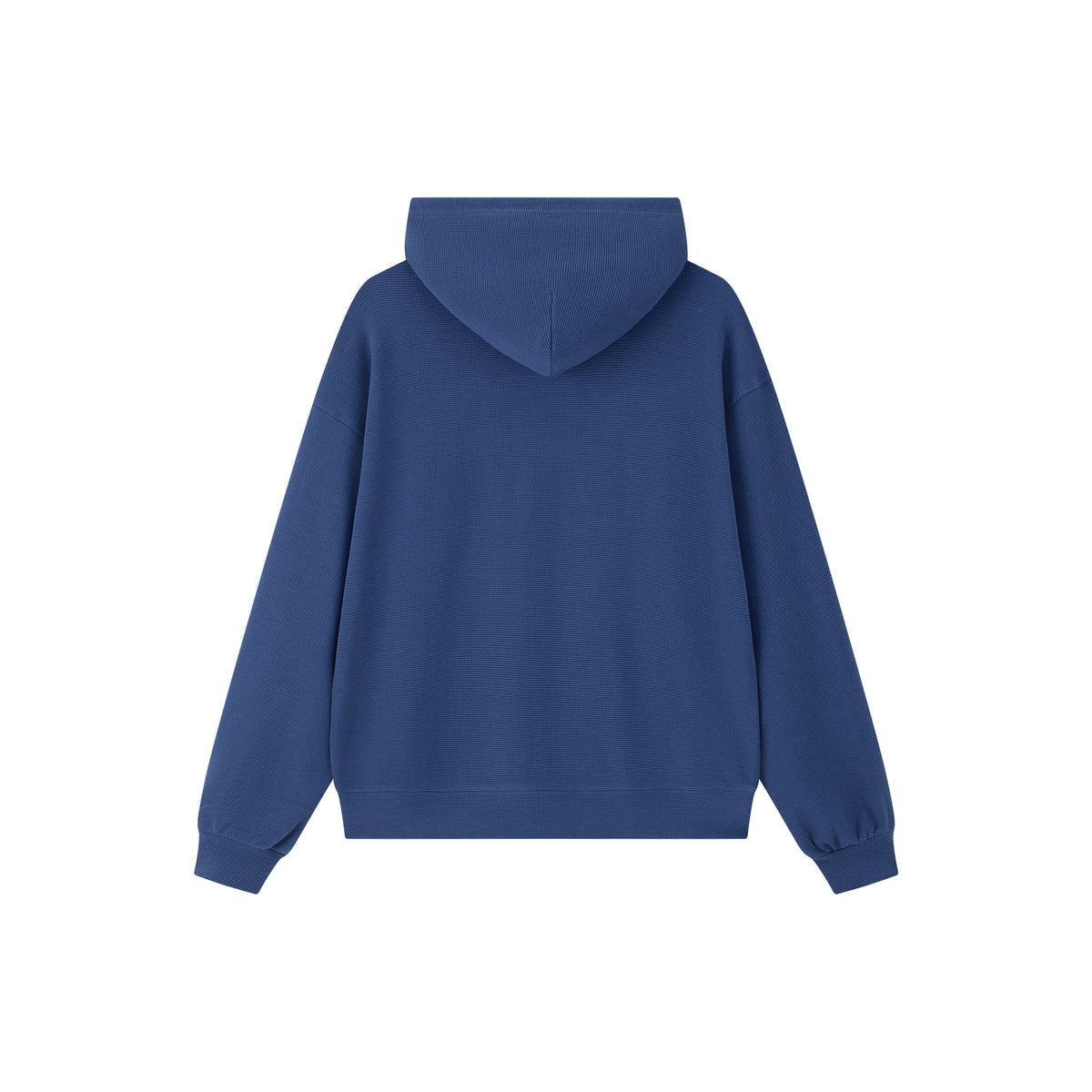Navy Blue Relaxed Waffle Knit Set Hoodie 