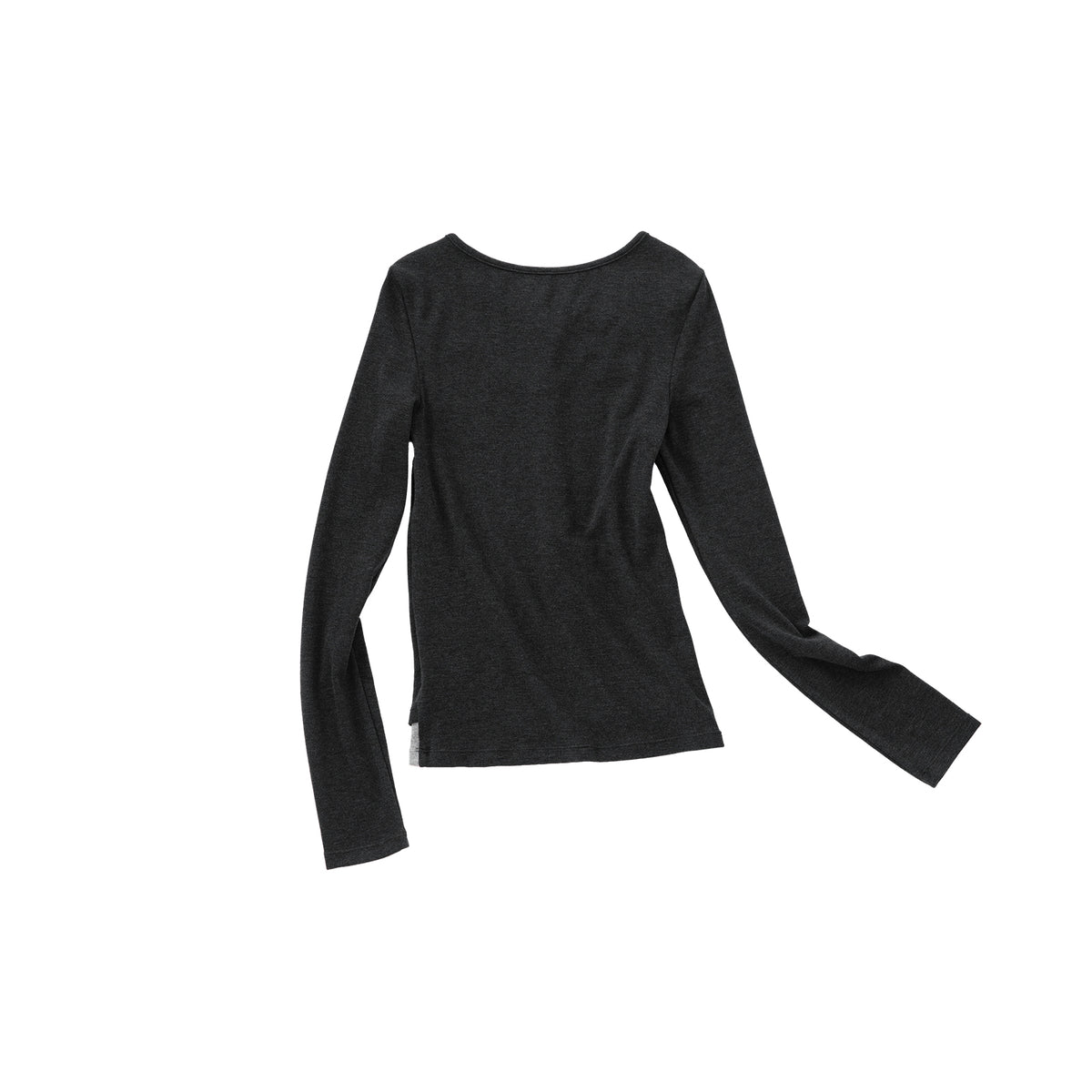 Dark Grey Cross Henley Faux Two-Piece Long-Sleeve T-Shirt