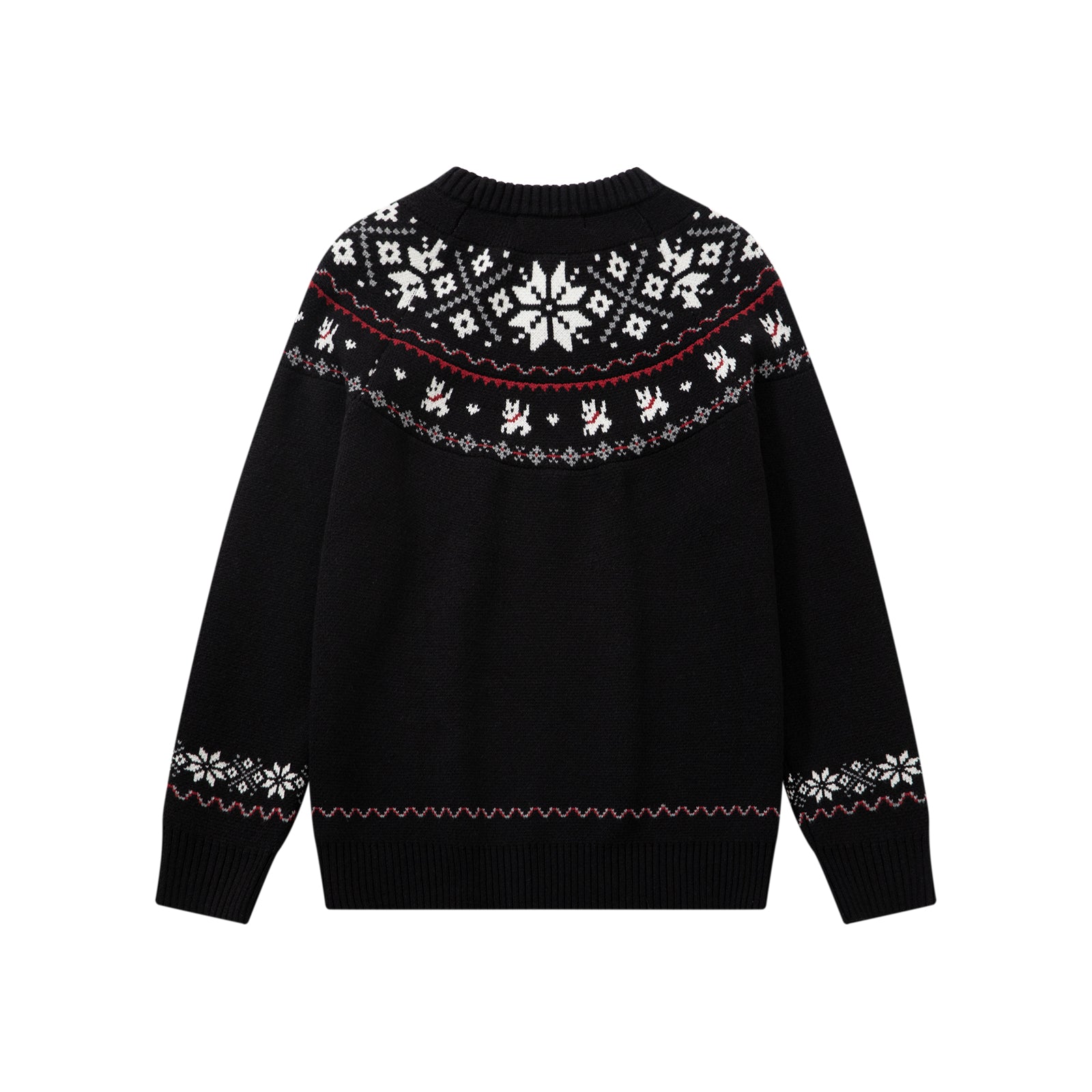 Black Fair Isle Jacquard Crew Neck Sweater