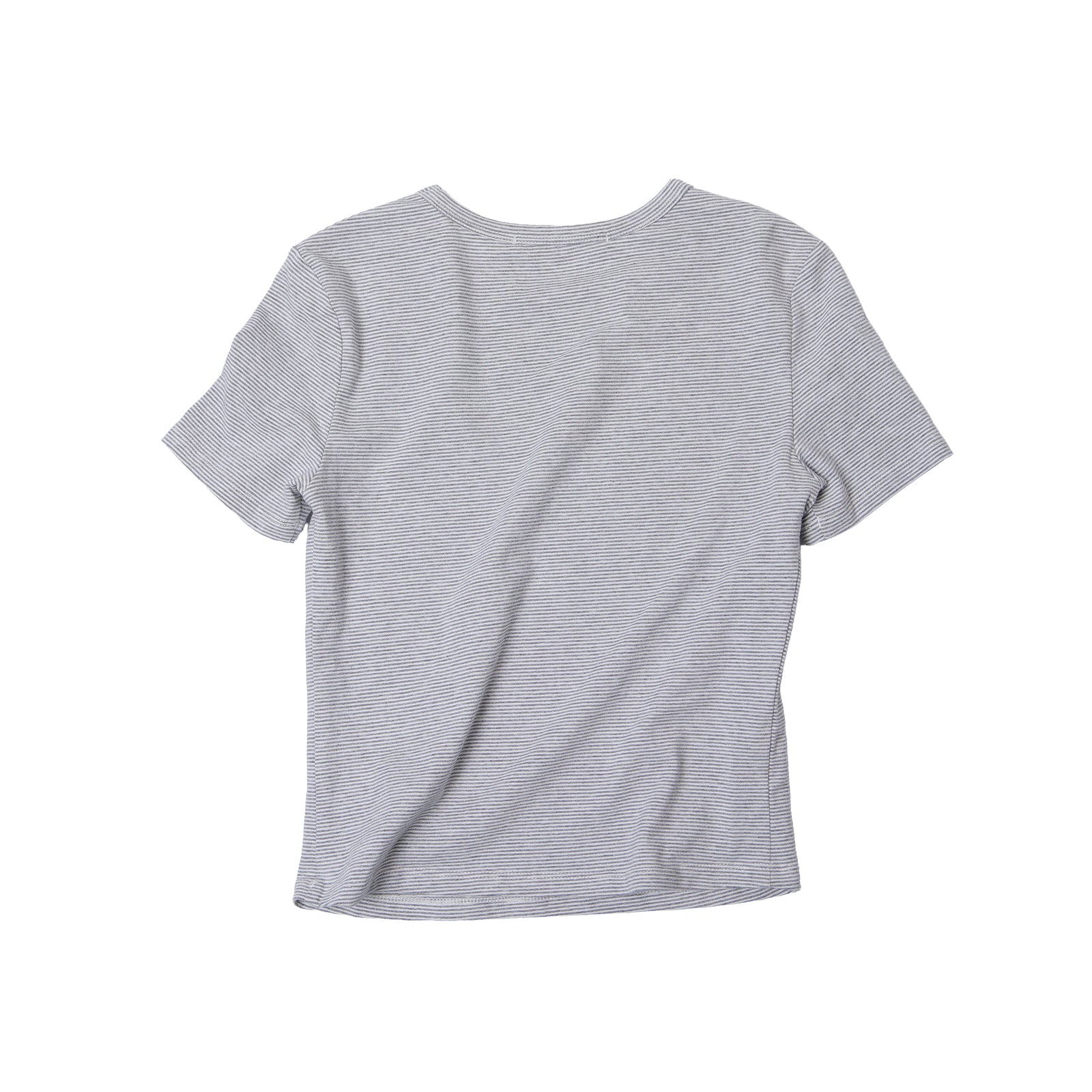 Grey Striped Color-Blocked Short-Sleeve T-Shirt