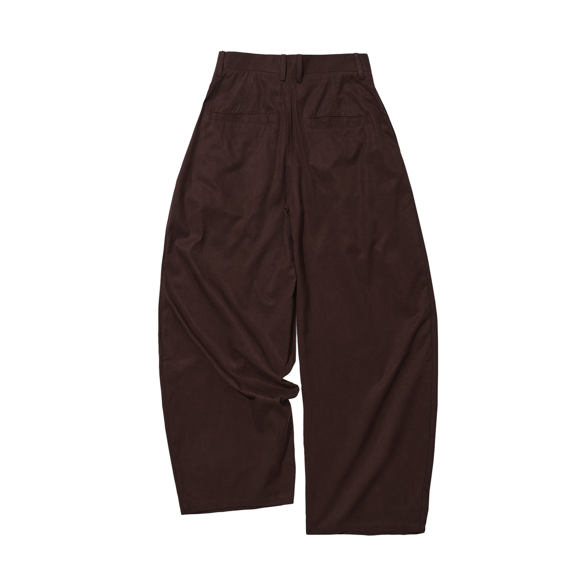 Brown Tencel Cotton 3D Cut Curved Pants