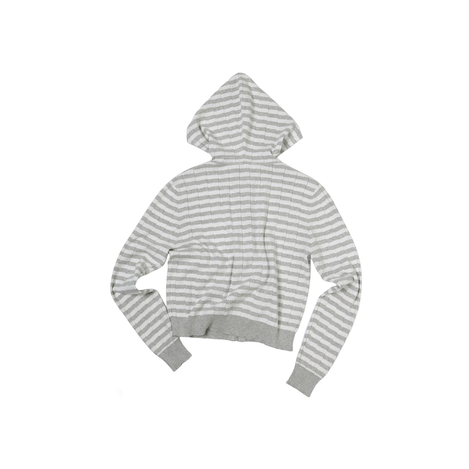 Grey Heart-Shaped Hooded Knit Cardigan