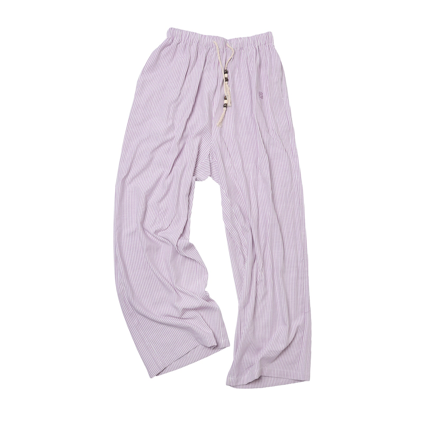 Purple Beaded Striped Casual Pants