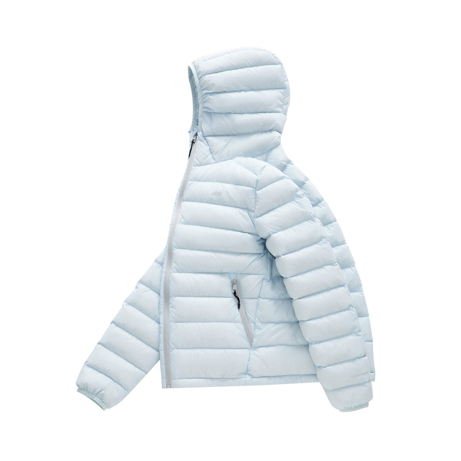 Blue Lightweight Color-Blocked Zippered Hooded Down Jacket