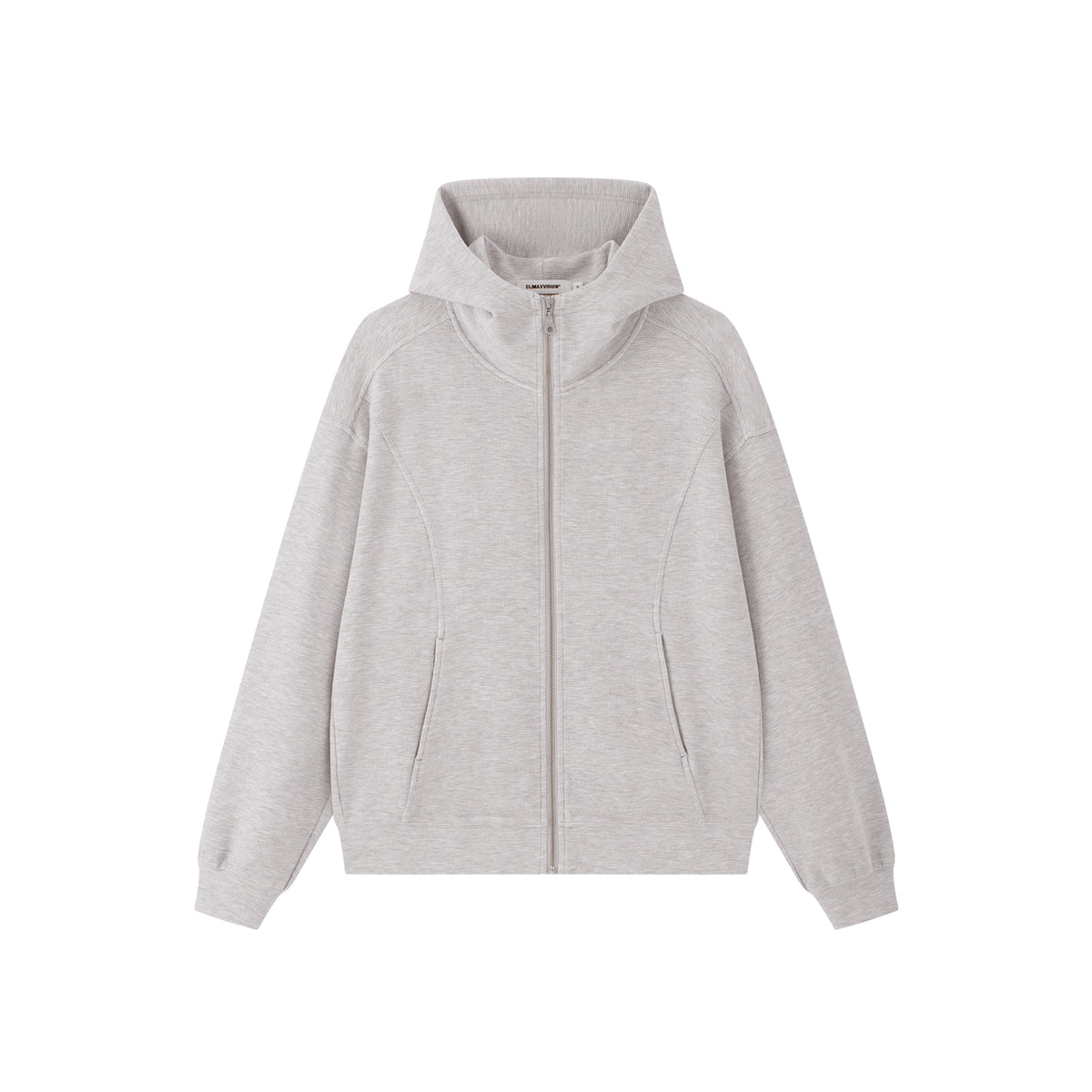 Grey Relaxed Waffle Knit Set Hoodie