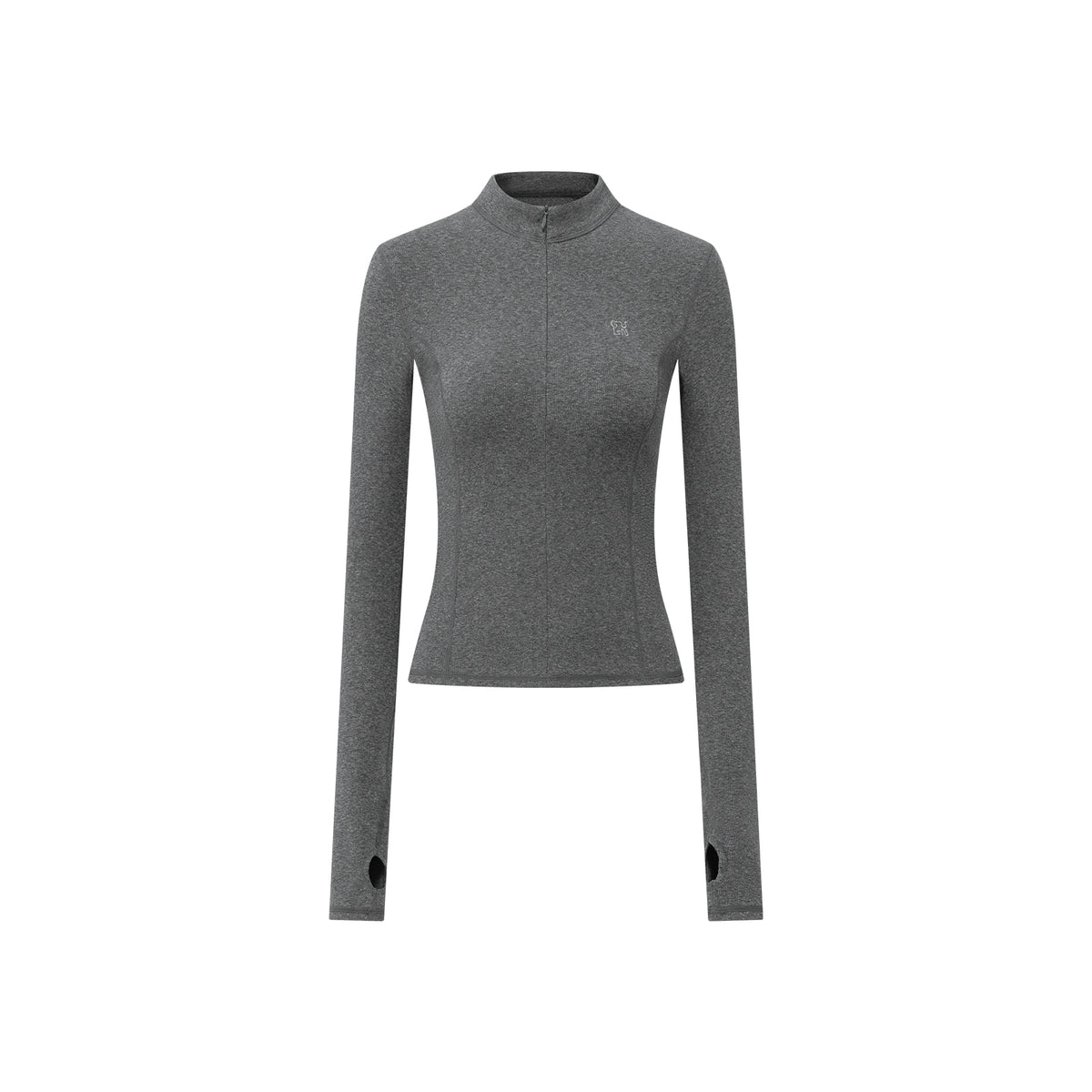 Grey Stand Collar Slim Fit Base Layer Long Sleeve 