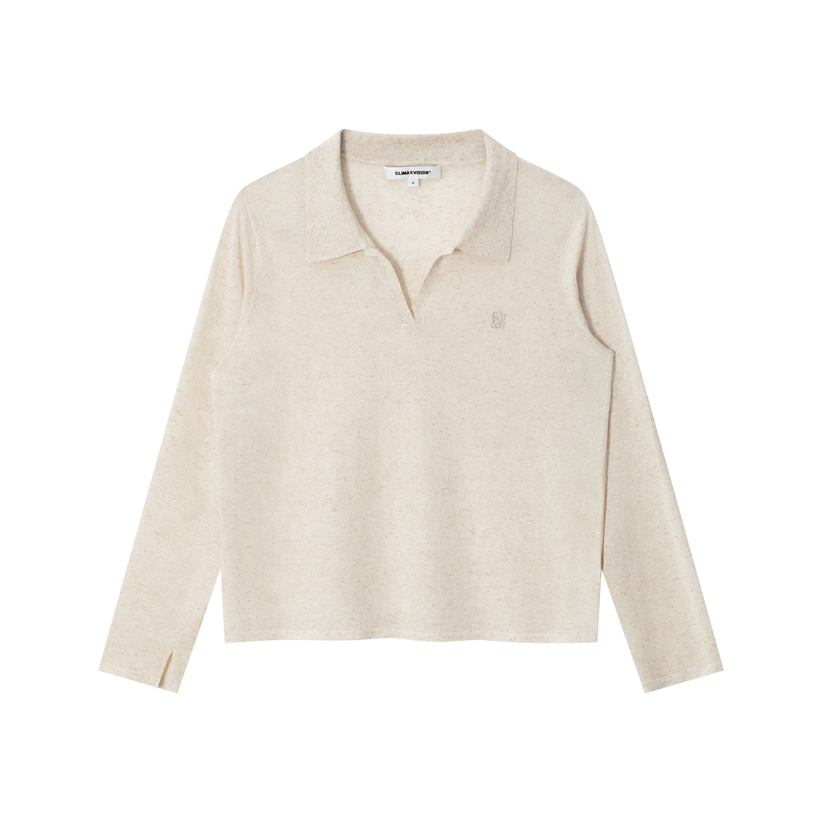 Oatmeal-colored Tencel Linen Cool Polo Long Sleeve