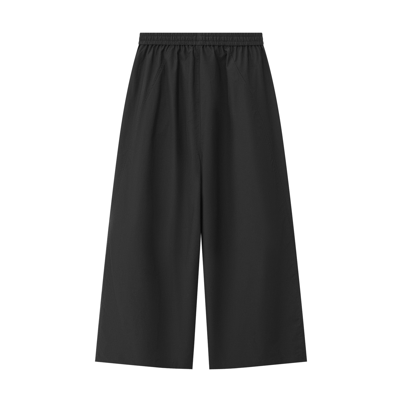 Black Lightweight Drawstring Wide-Leg Paratrousers