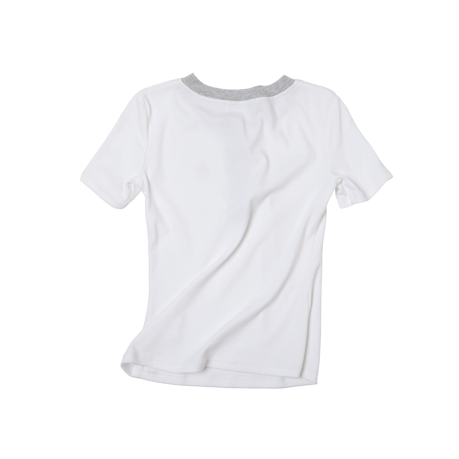 White Cross Contrast Henley Collar Slim Fit Short Sleeve