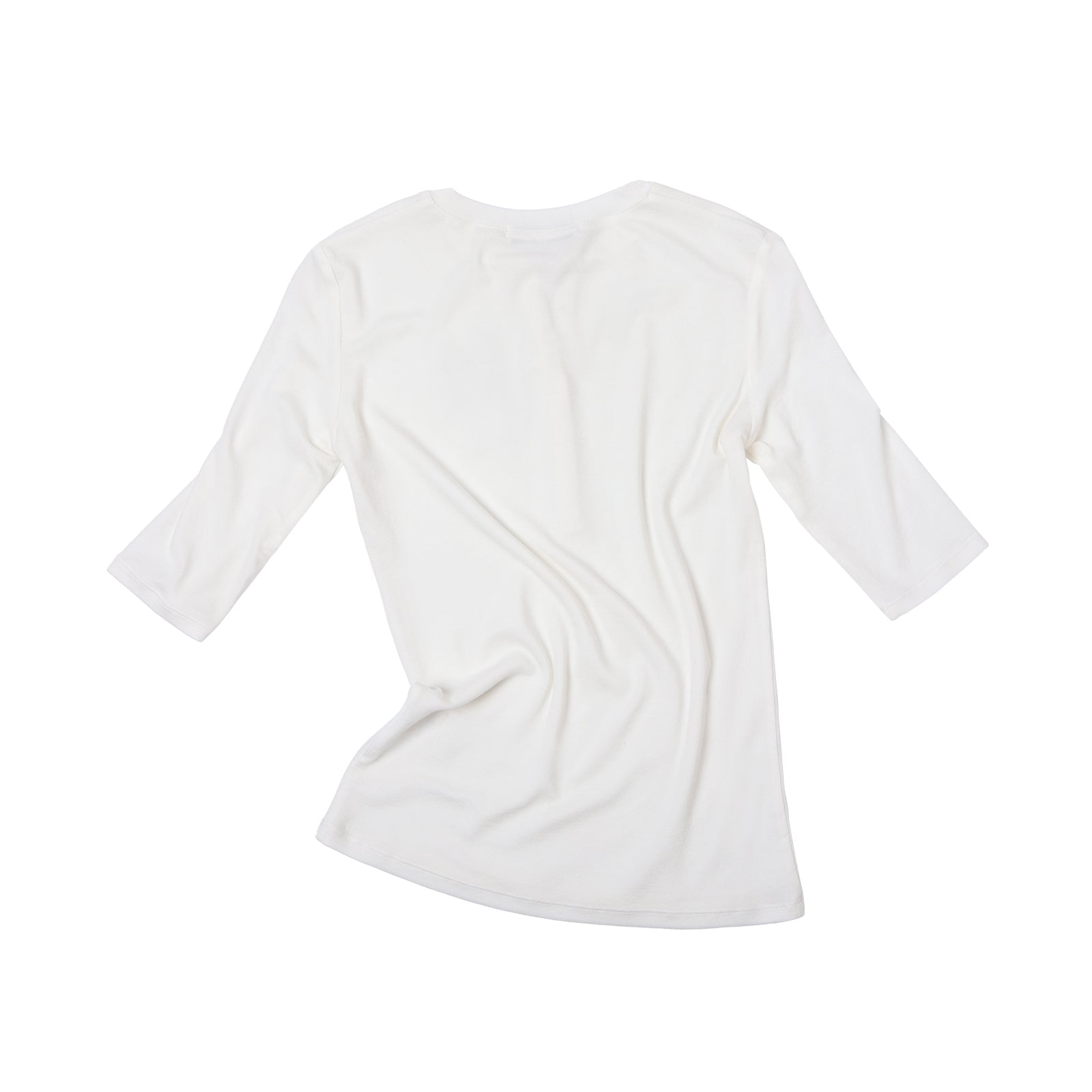 White Lyocell Wool Blend Henley Mid-Sleeve T-Shirt