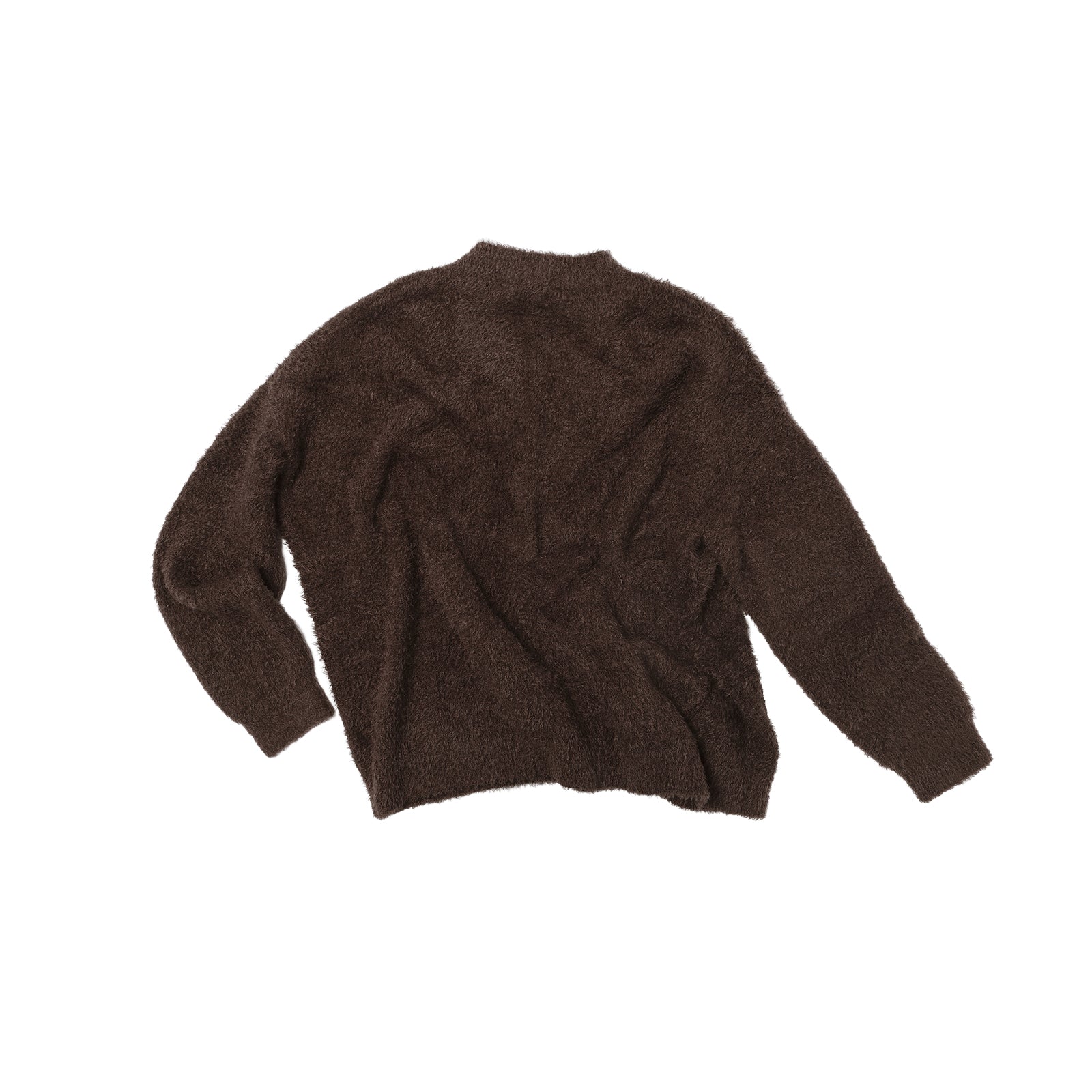 Brown Lazy Style Cloud Fluffy Plush V-Neck Knit Sweater
