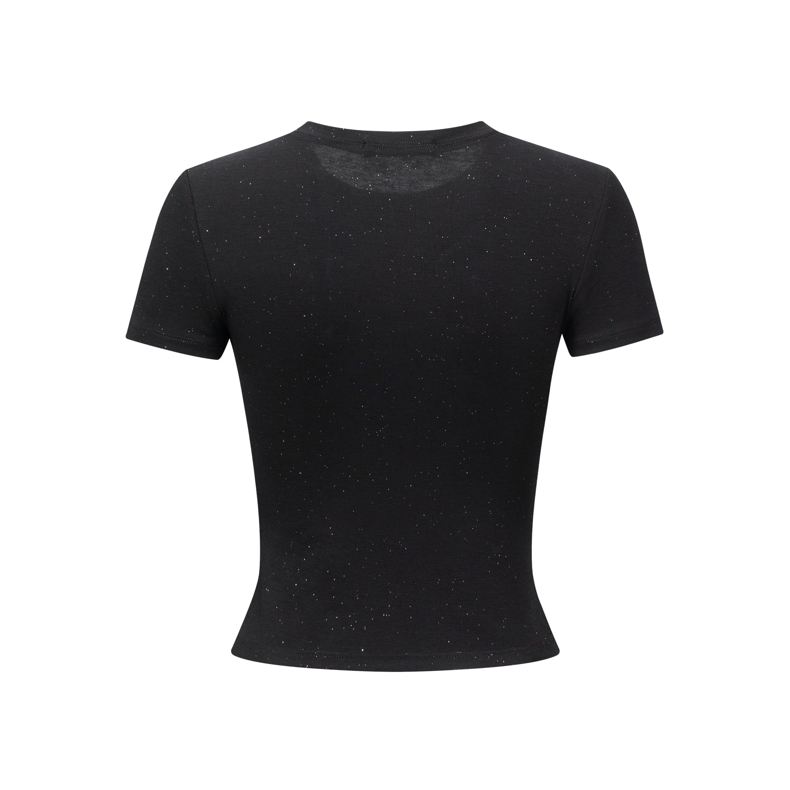 Black Cross Flower Rhinestone Crew Neck T-Shirt