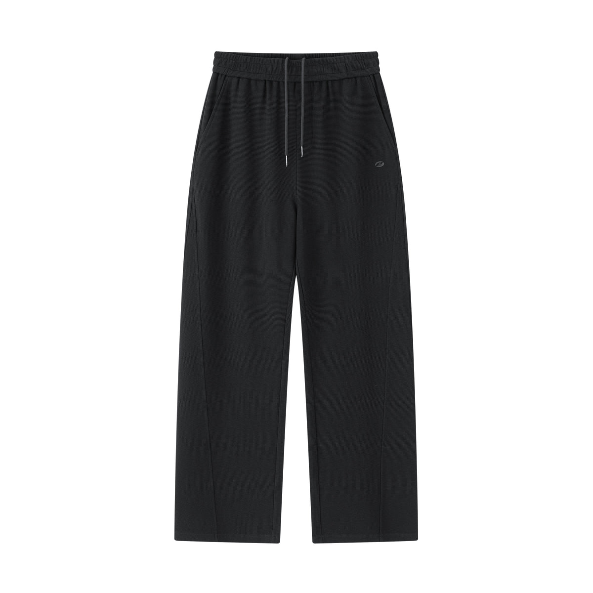 Black Relaxed Waffle Knit Suit Blade Pants