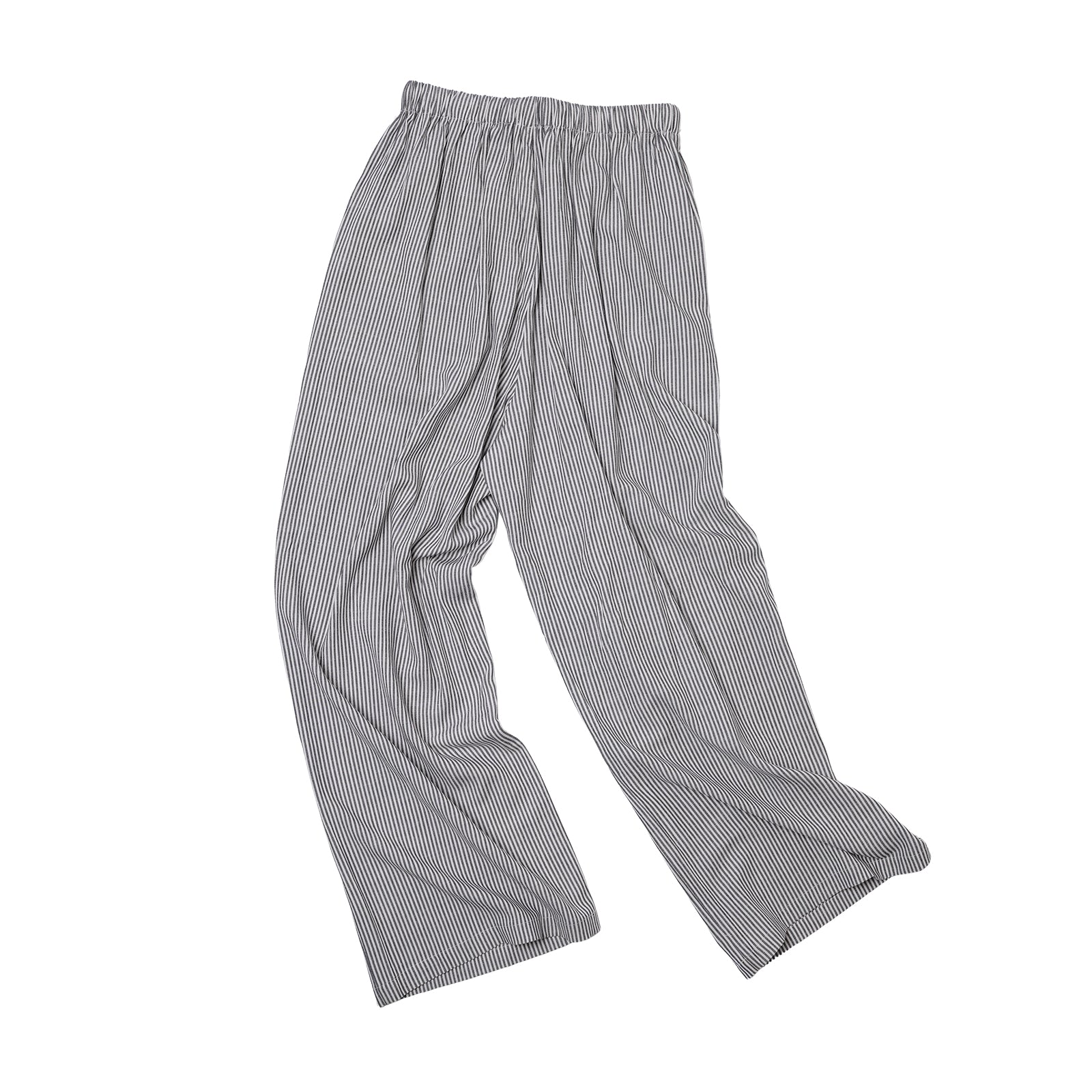Grey Beaded Striped Casual Pants
