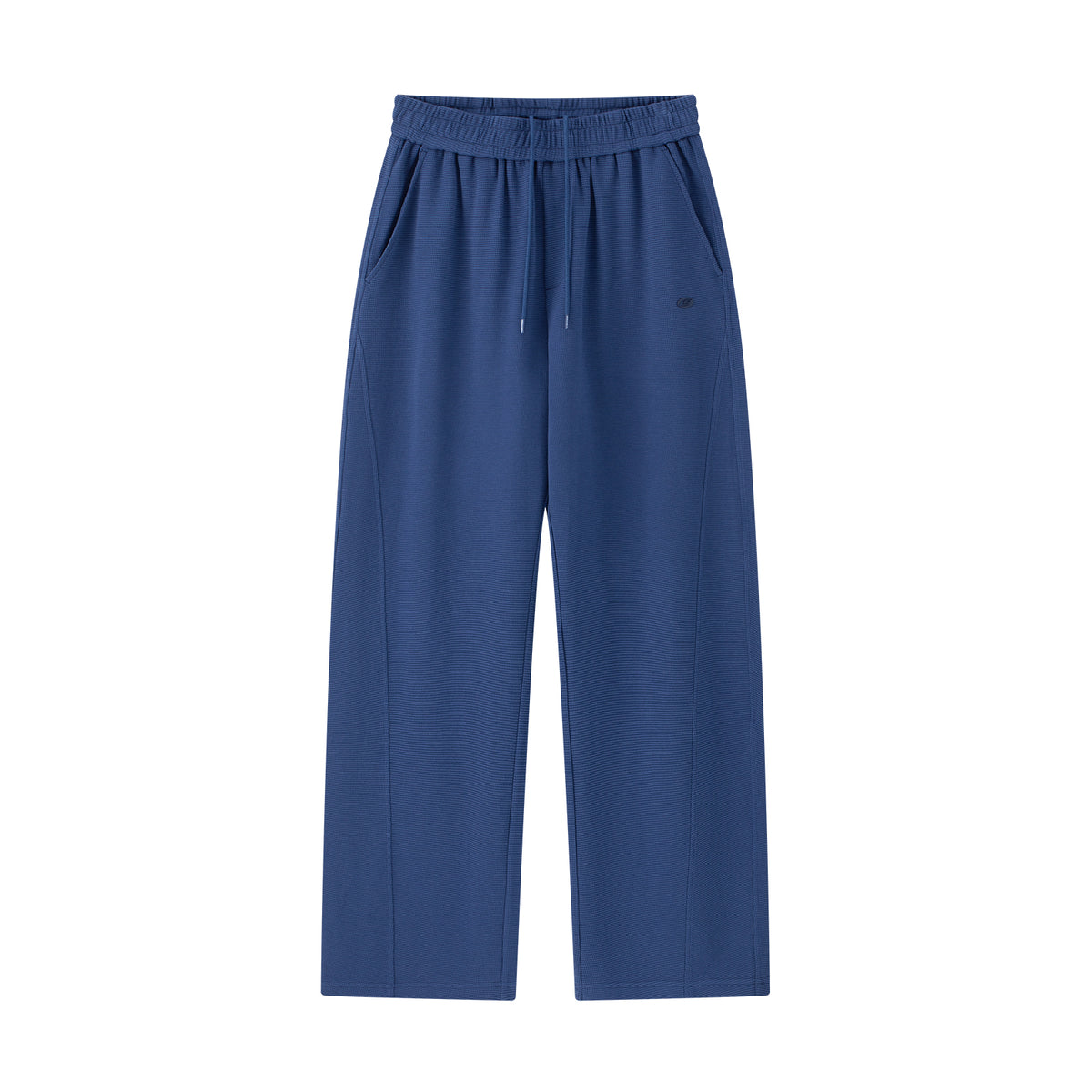 Navy Blue Relaxed Waffle Knit Suit Blade Pants