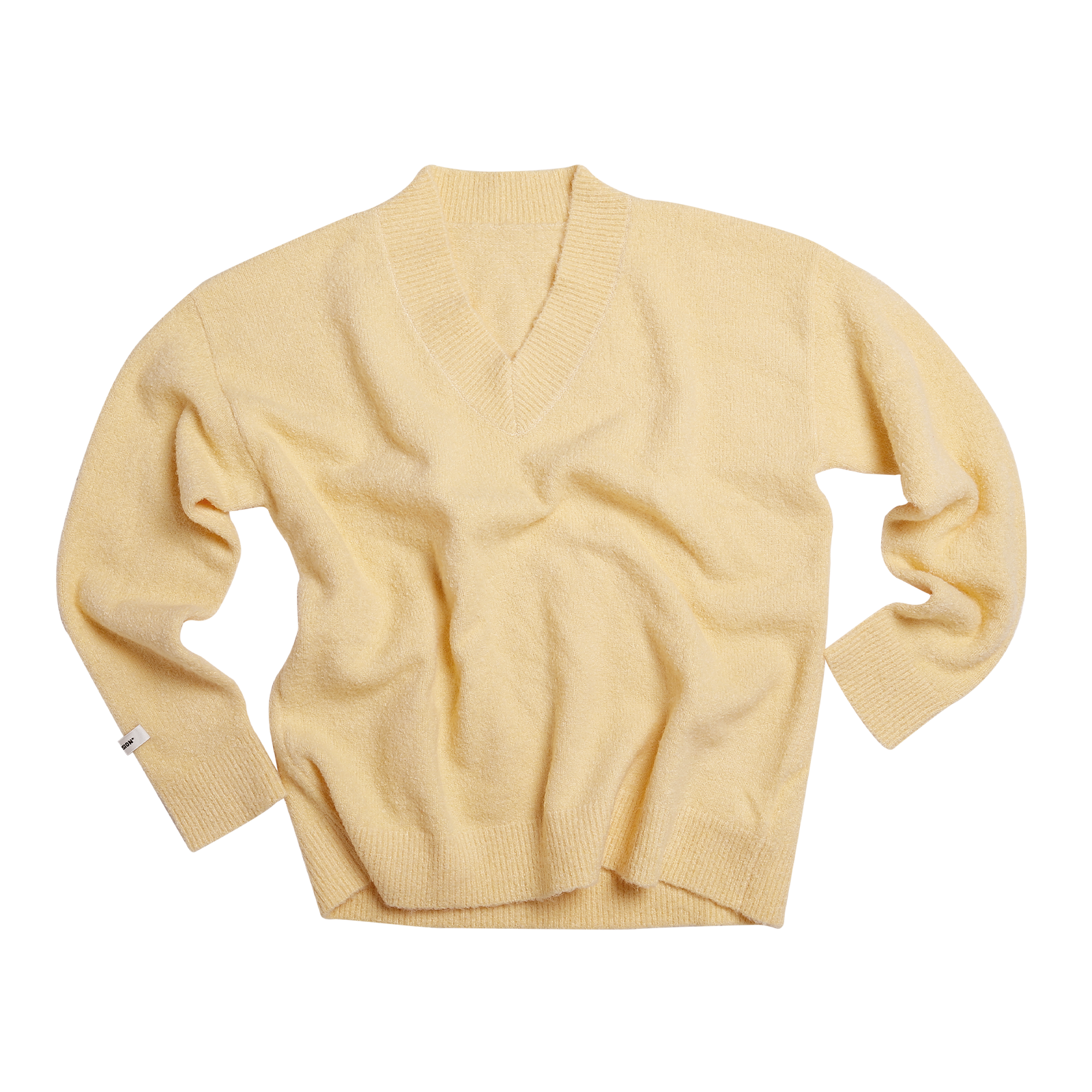 Yellow Circular Yarn Chunky Knit V-Neck Loose Sweater