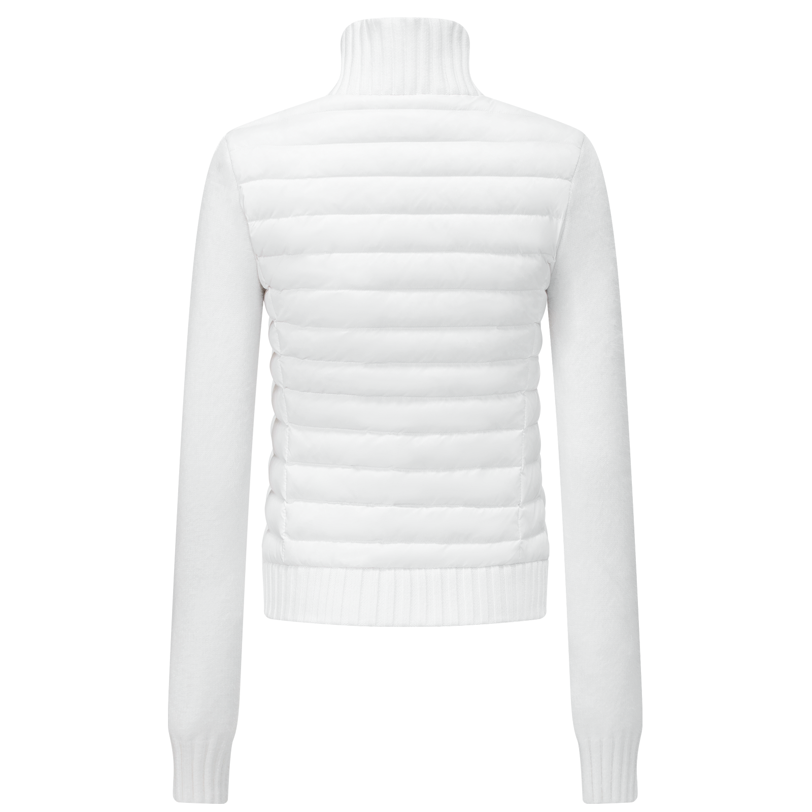 White Faux Mink Fur Knitted Patchwork Stand Collar Down Jacket