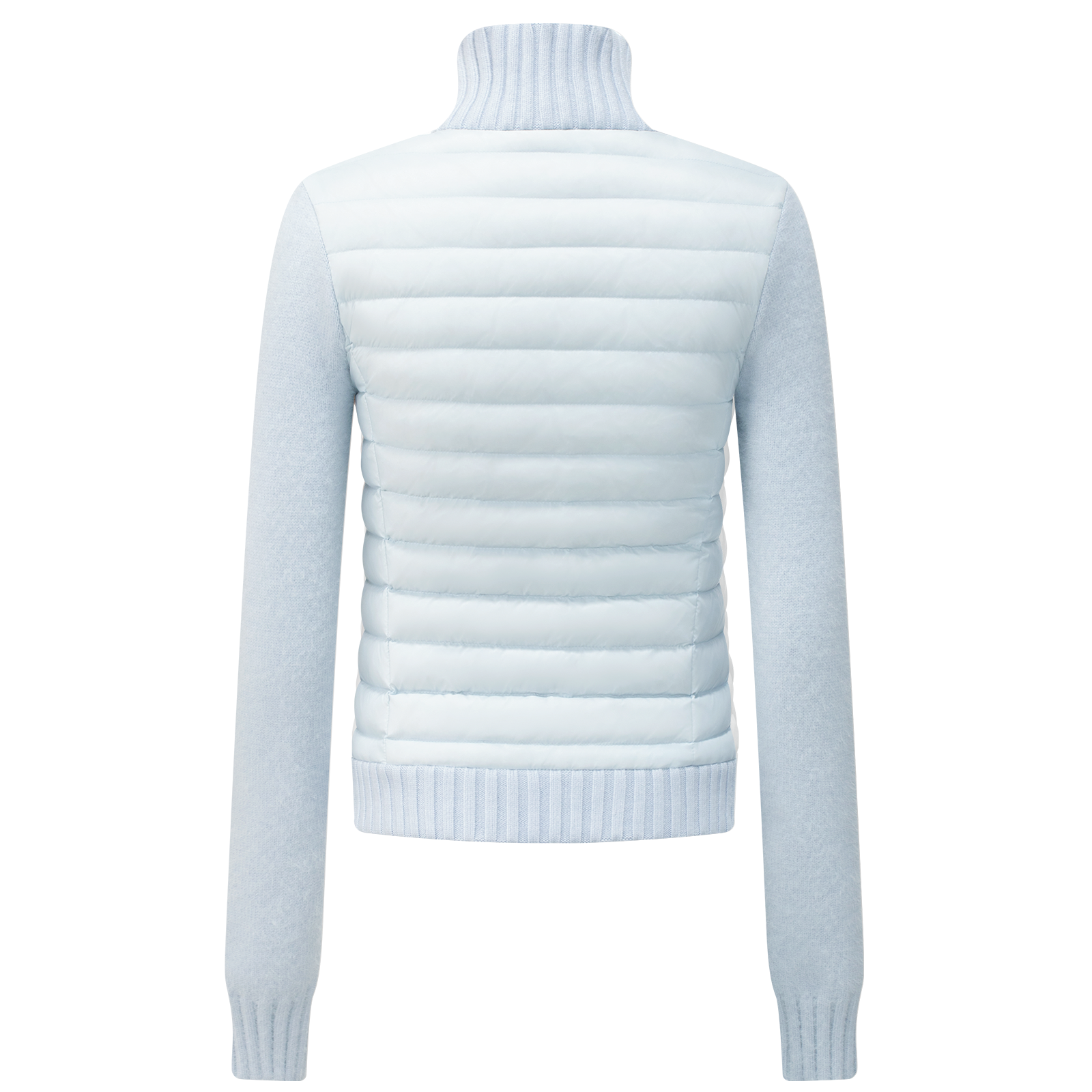 Blue Faux Mink Fur Knitted Patchwork Stand Collar Rib Down Jacket