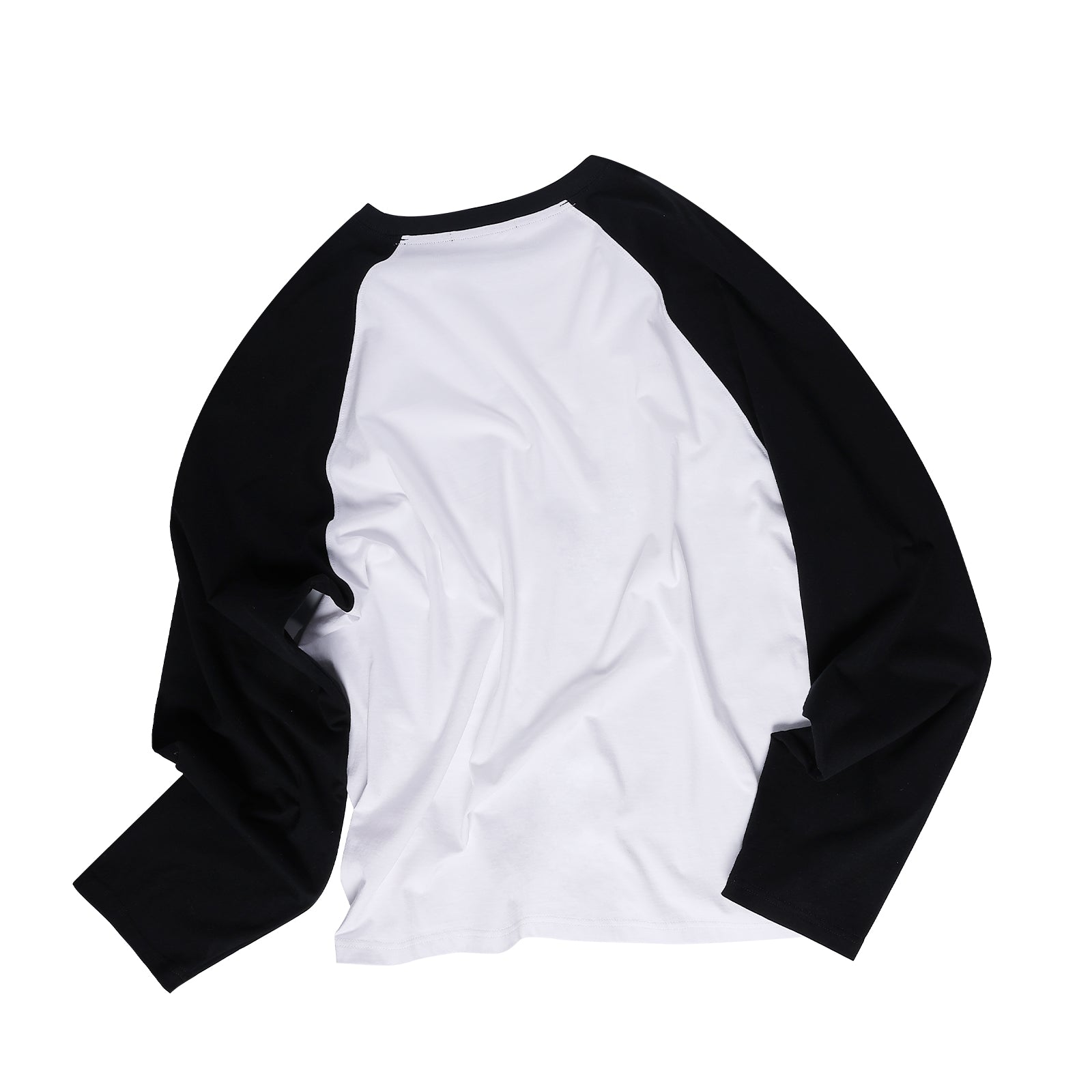 Black andWhite Draped Loose Retro Raglan Long-sleeved T-shirt