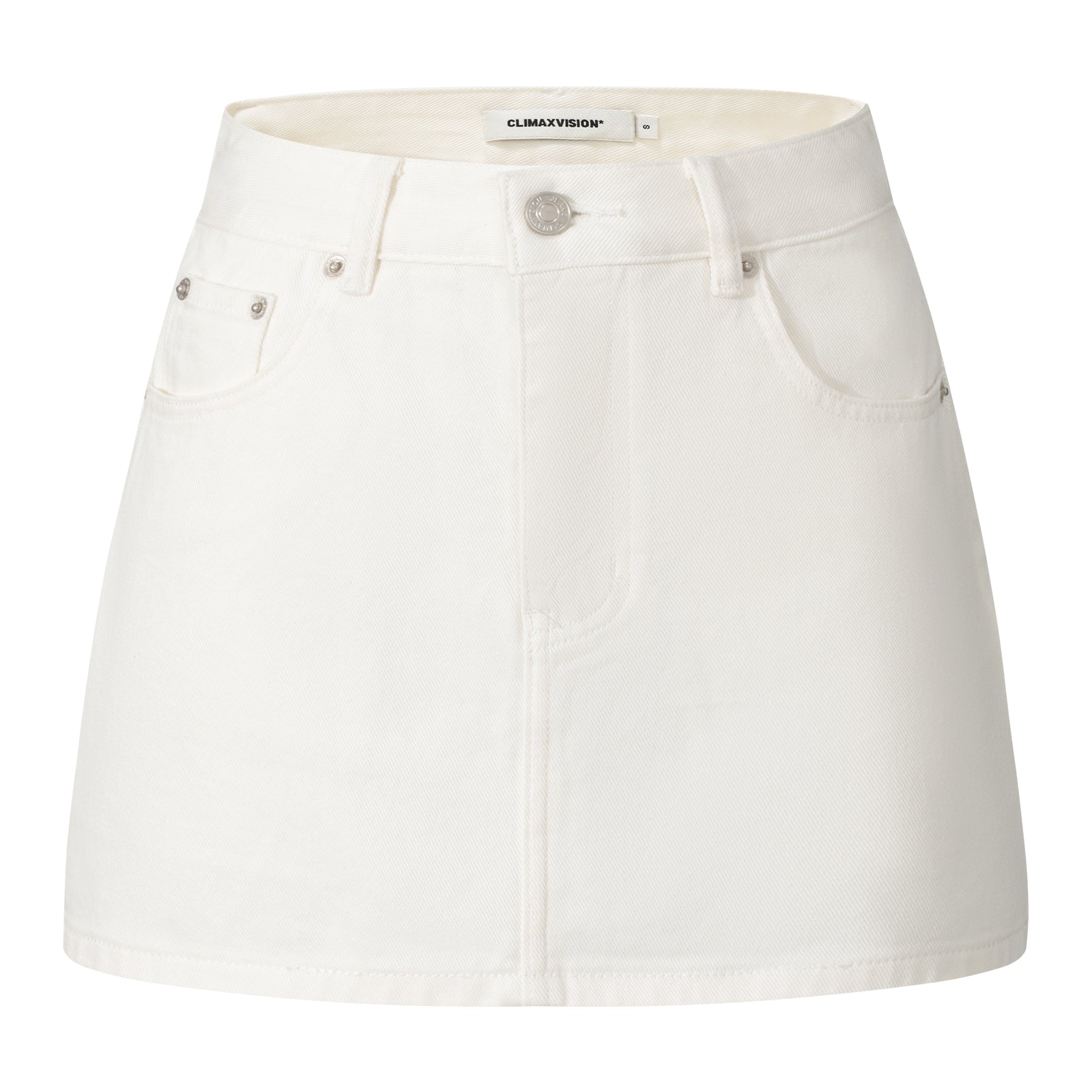 White Retro Anti-Exposure A-line Denim Mini Skirt
