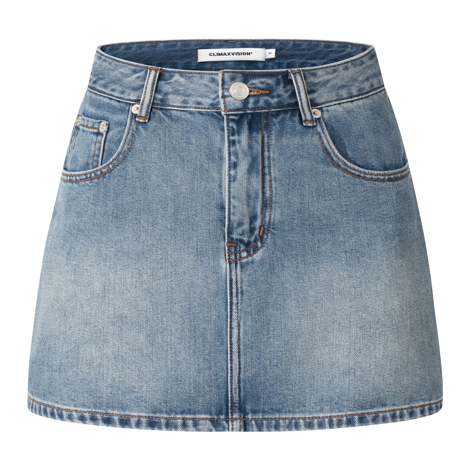 Blue Retro Anti-Exposure A-line Denim Mini Skirt