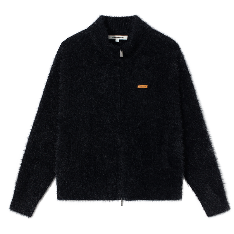 Black HIgh-Collar Slouchy Cardigan