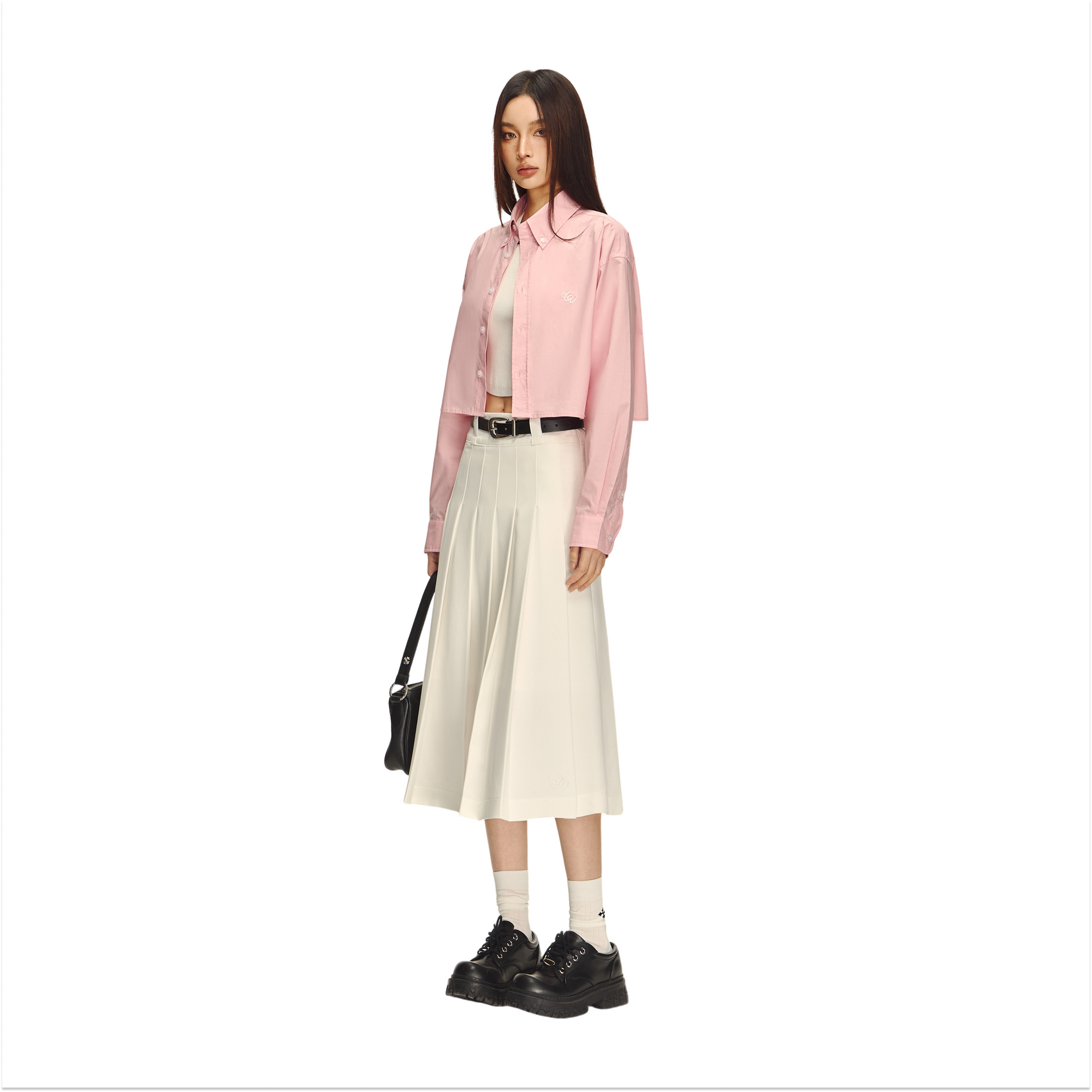 Cherry Blossom Pink Short Waist-baring Shirt