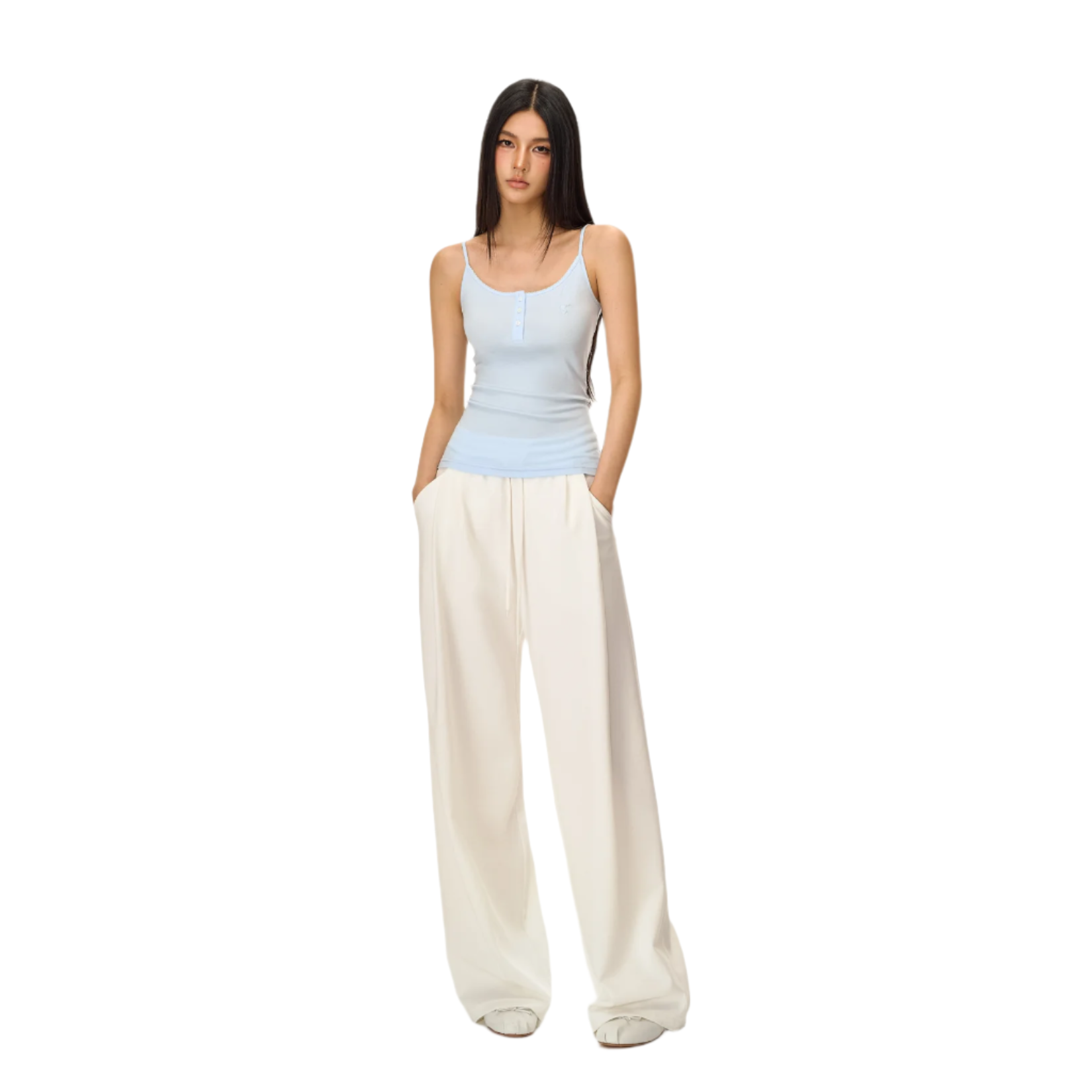 Porcelain White Straight Casual Pants