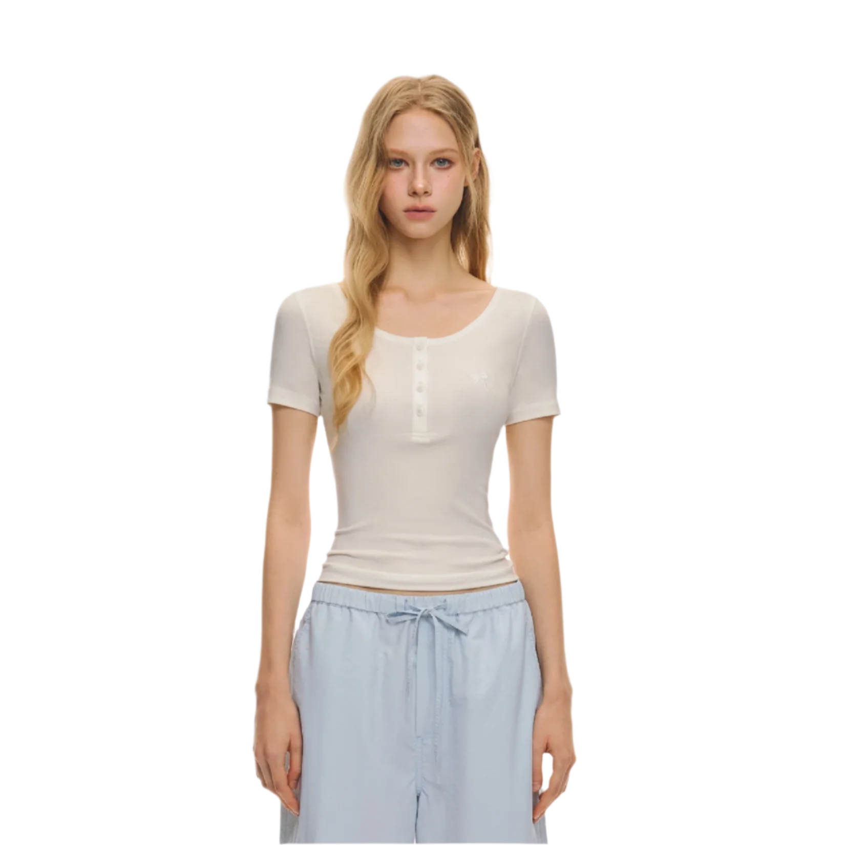 White light embroidered short sleeves