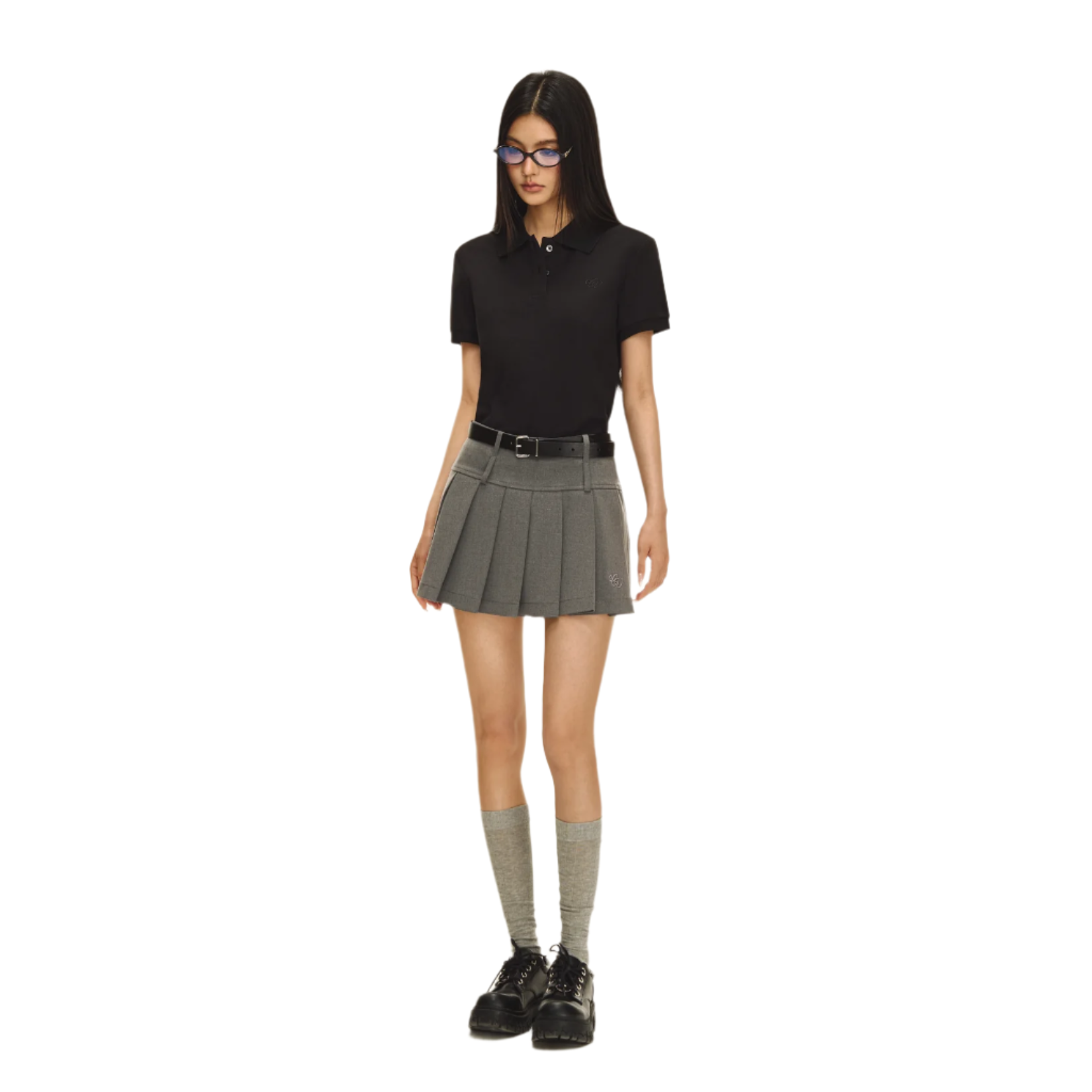 Grey A-line Pleated Skirt