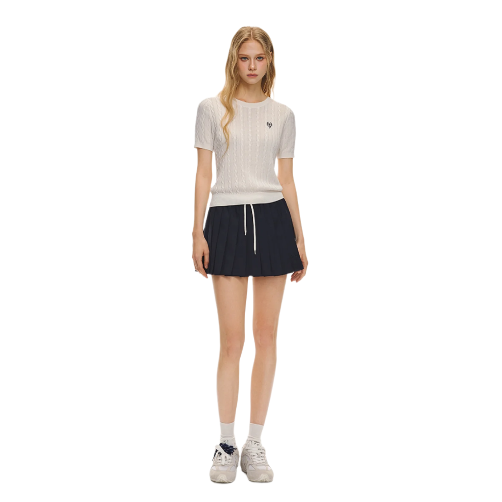 Navy blue drawstring sports skort