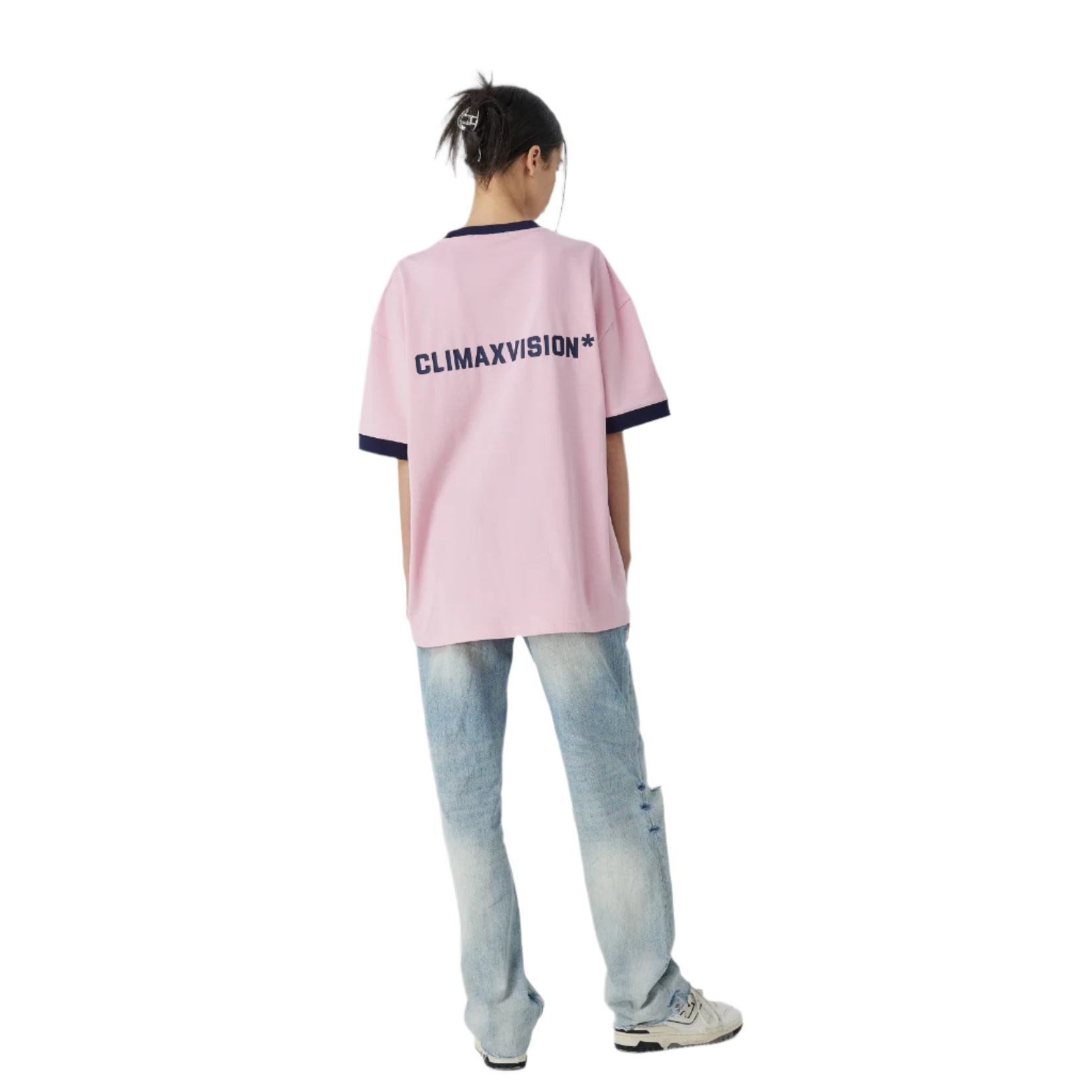 Pink Colorblock Logo Print Casual Short Sleeves