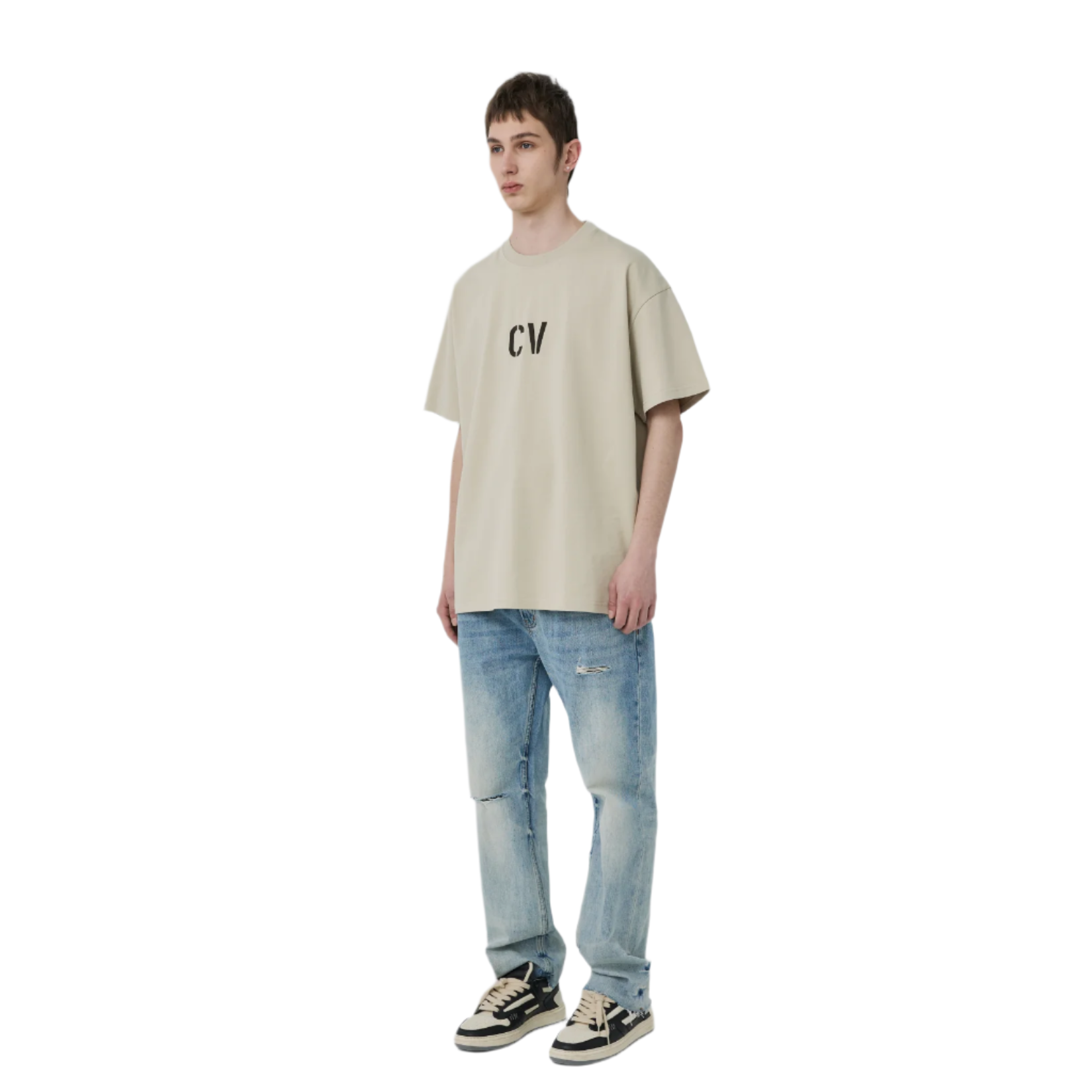 Wheat Color Flocked CV Short Sleeves