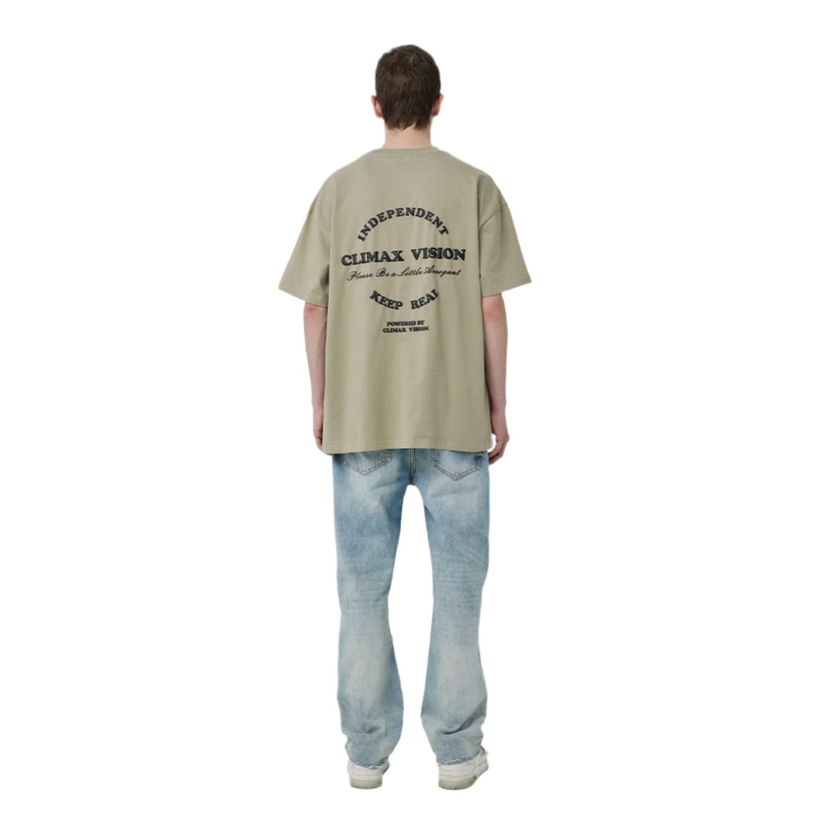Khaki Grey Round Letter Foam Short Sleeves