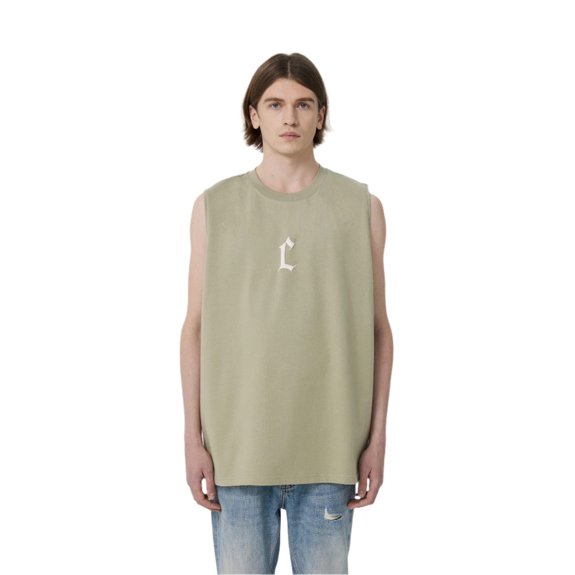 Olive Green Foam C-Print Sports Tank Top