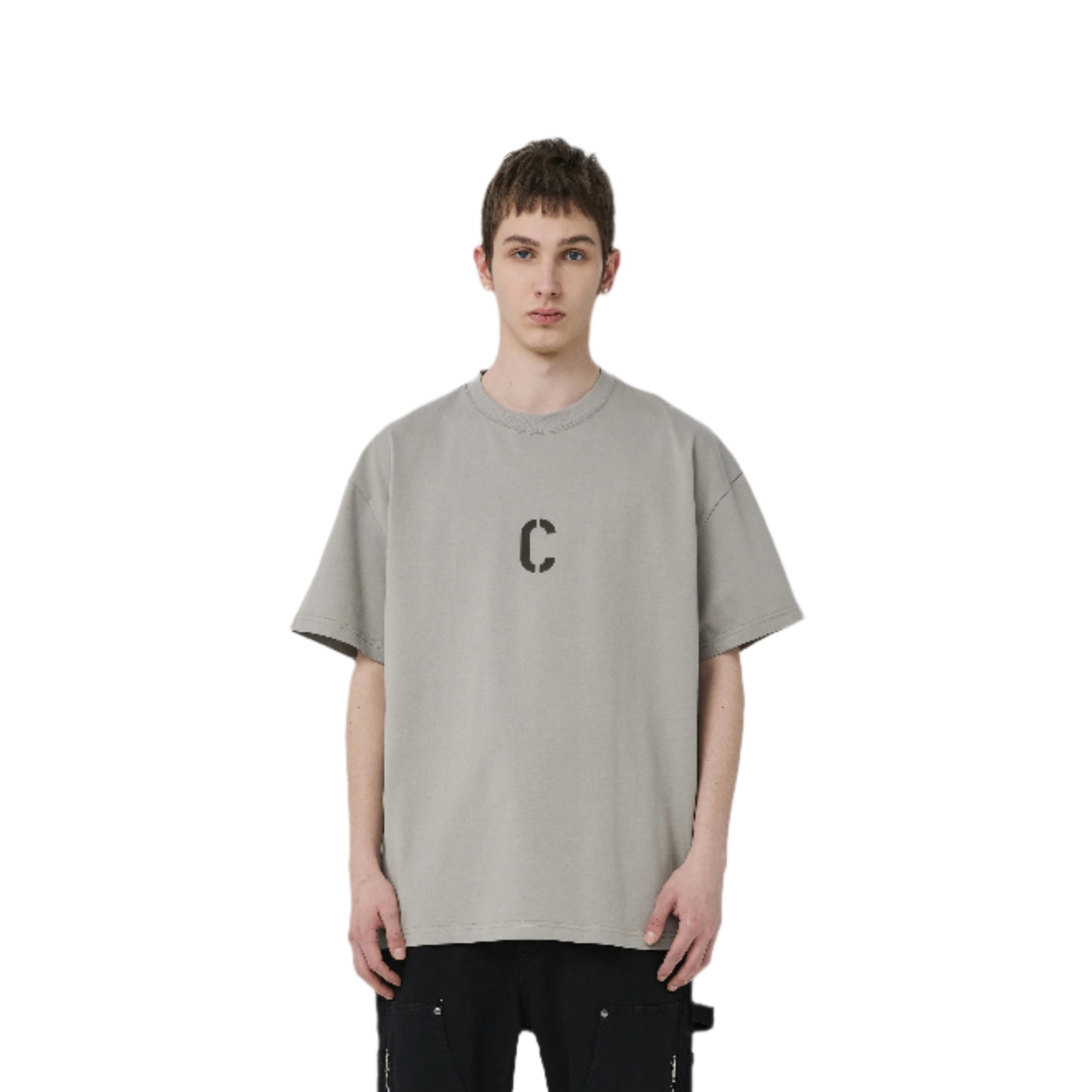 Grey Flocked C-line Short Sleeves
