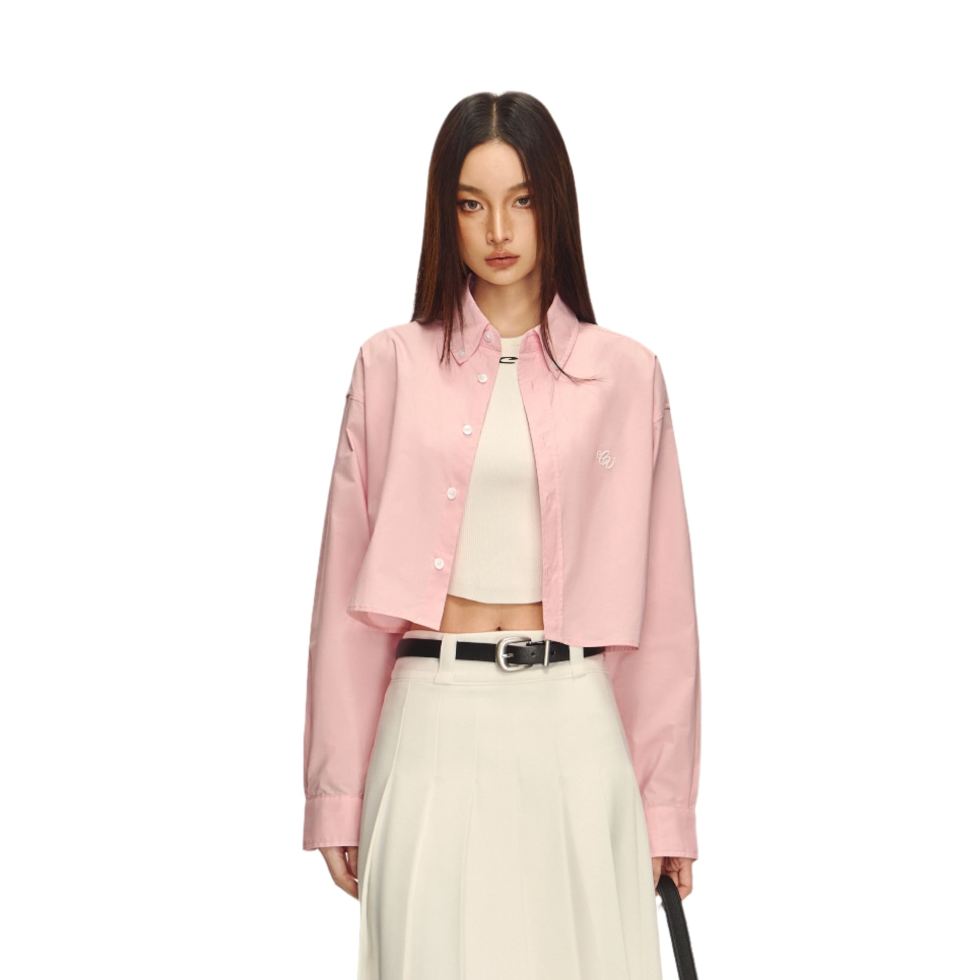 Cherry Blossom Pink Short Waist-baring Shirt