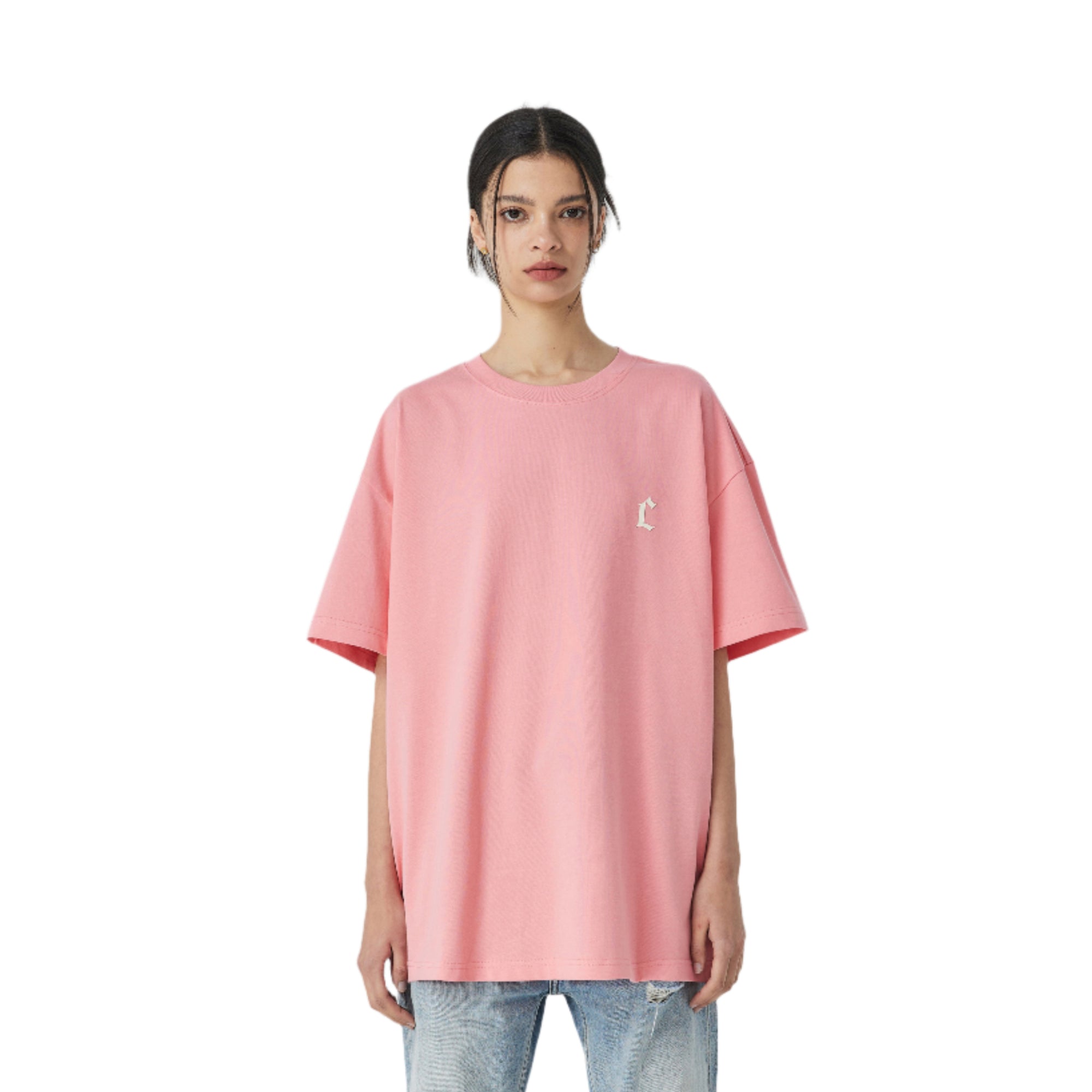 Pink Letter Drop-molded Print Casual Short-sleeved Shirt