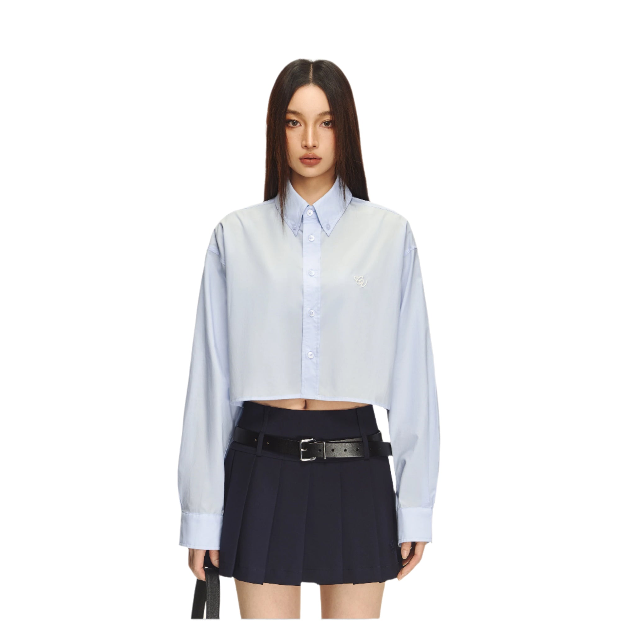 Lake blue short waist shirt