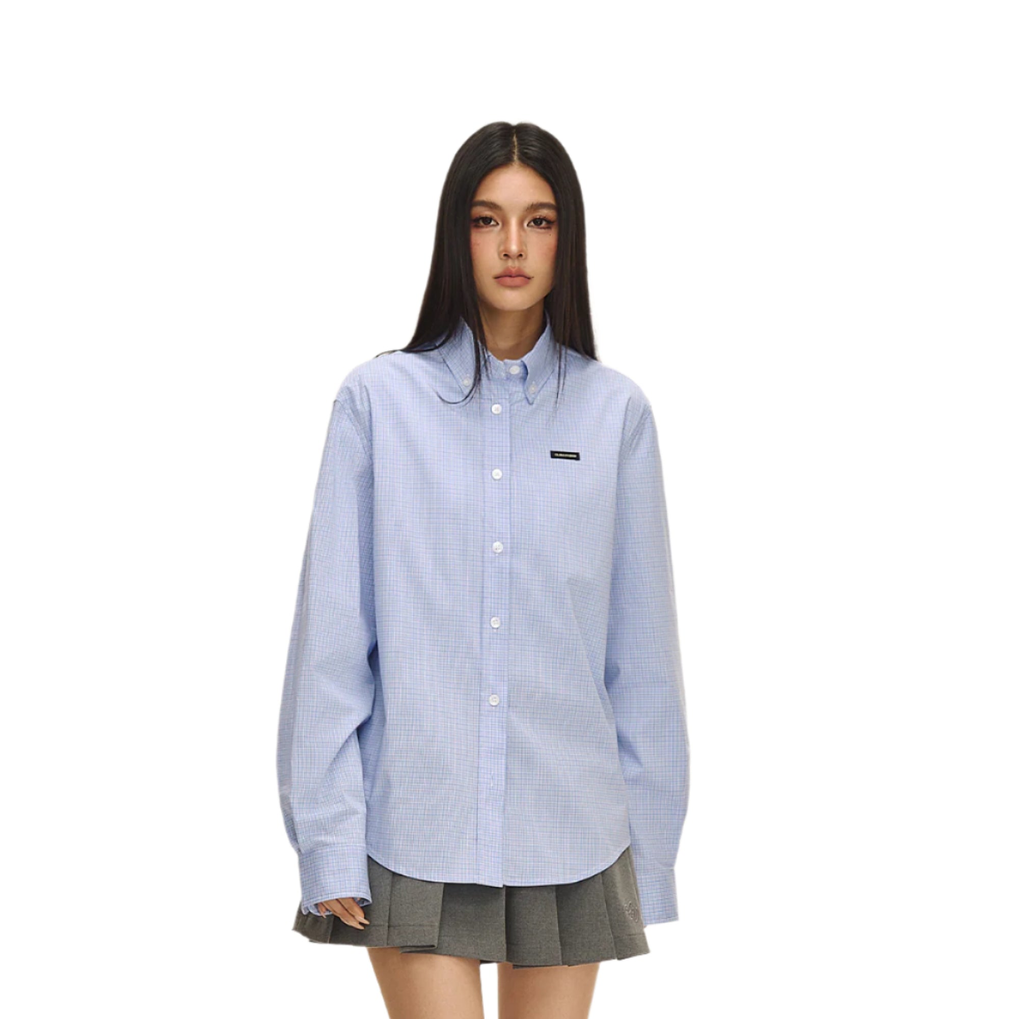 Light Blue Stretch Check Vintage Shirt