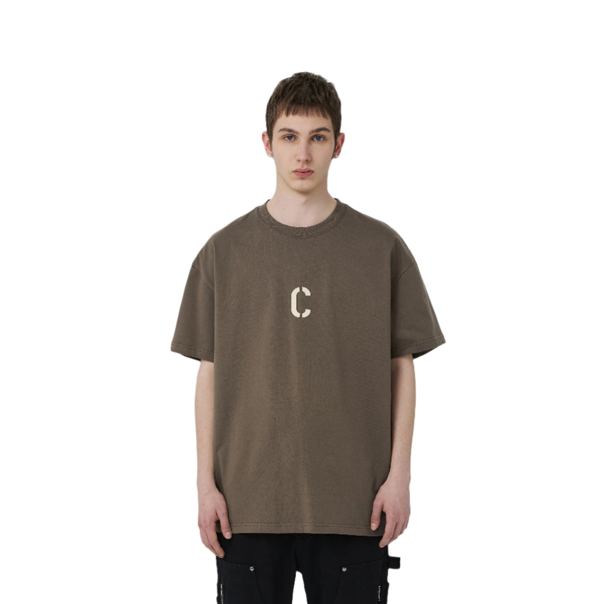 Brown Flocked C-line Short Sleeves
