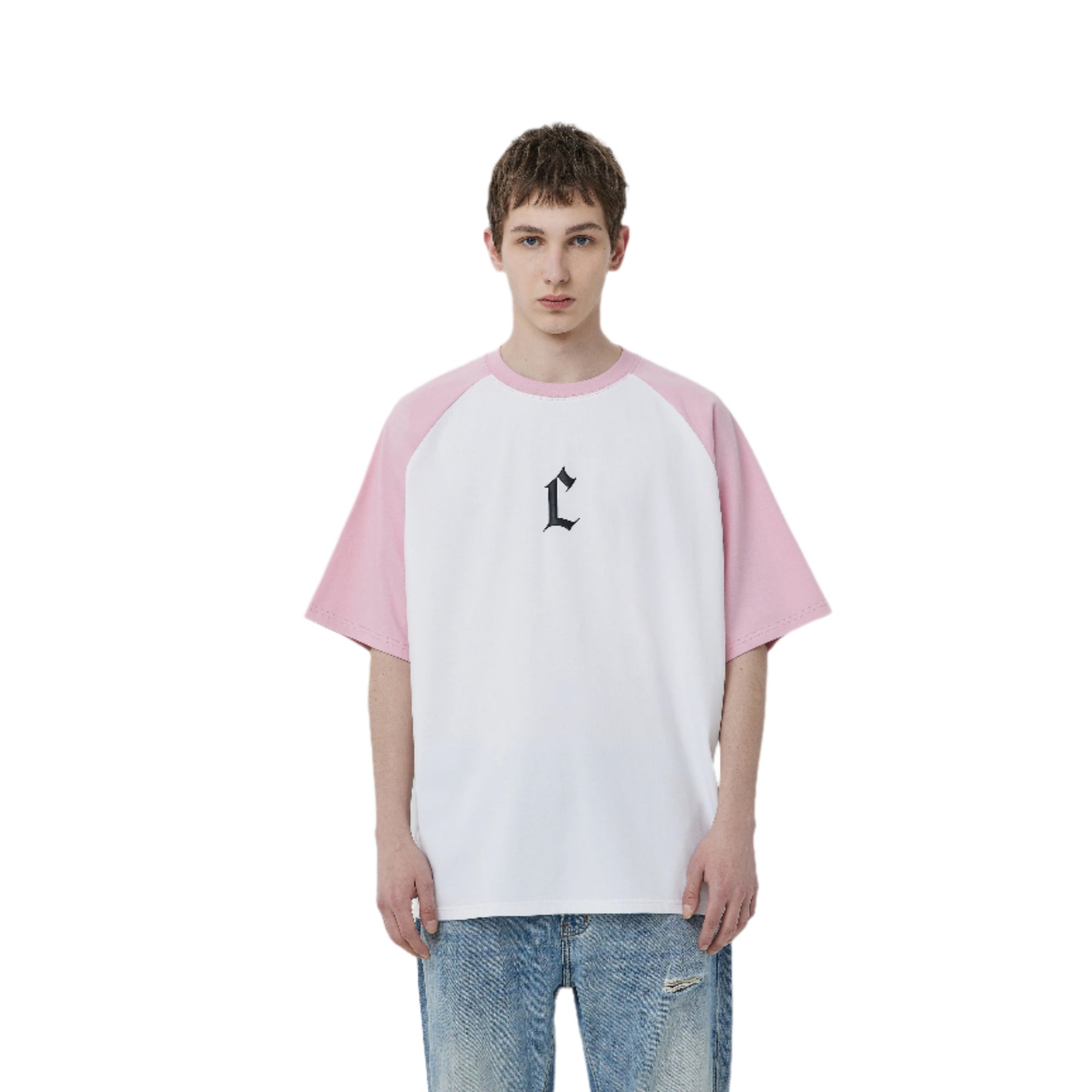 White And Pink Color Matching Foam C Short Sleeve