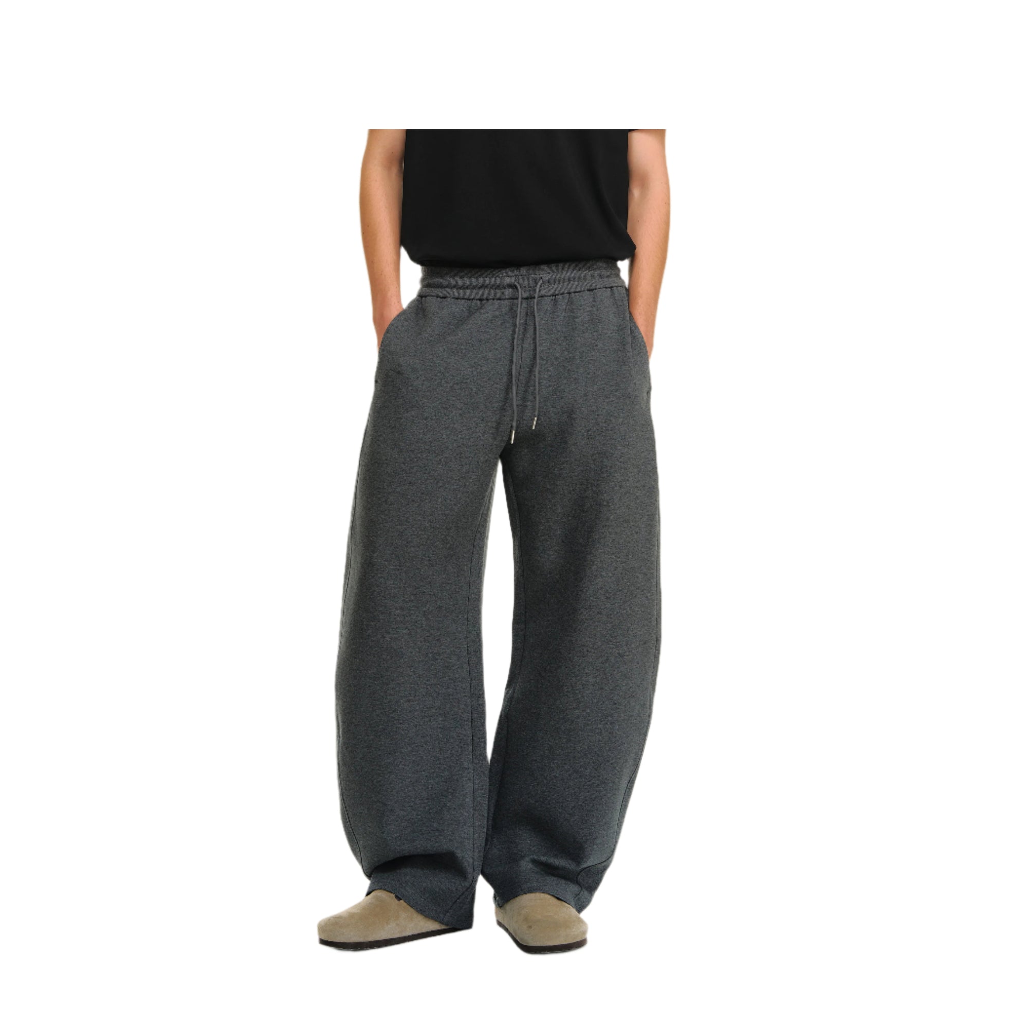 Dark Grey Structured Machete Cut Slouchy Banana Sweatpants