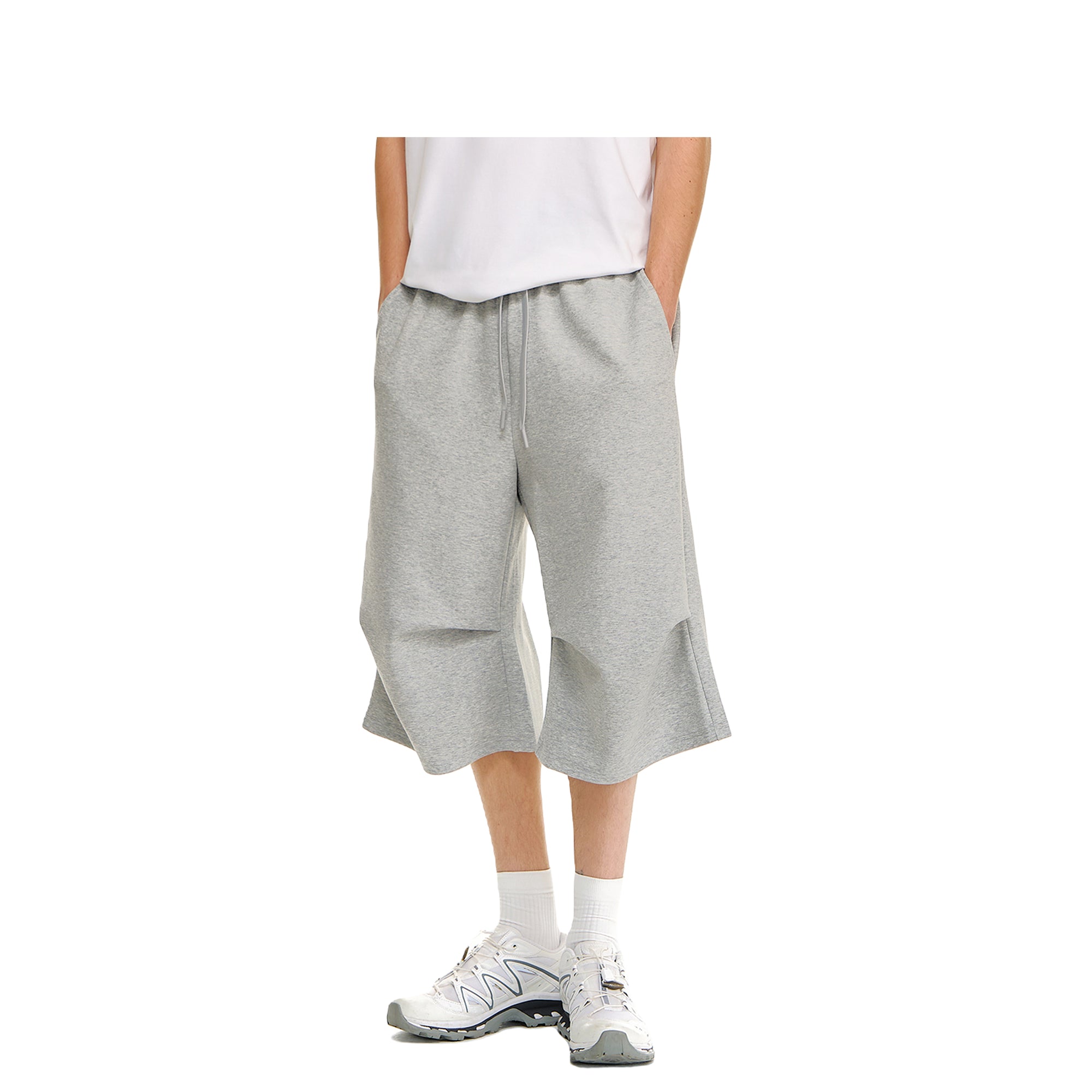 Grey Air Layer Sports Scimitar Cropped Pants