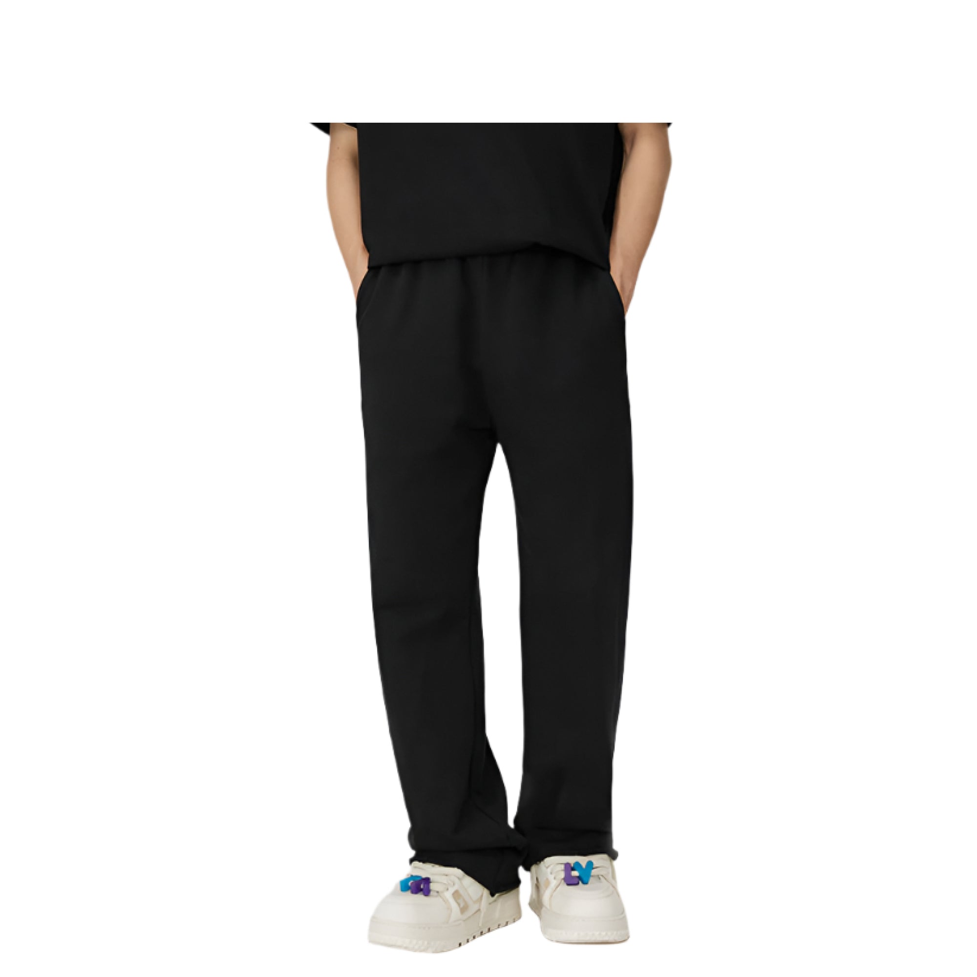 Black Frayed Hem Flared Casual Pants