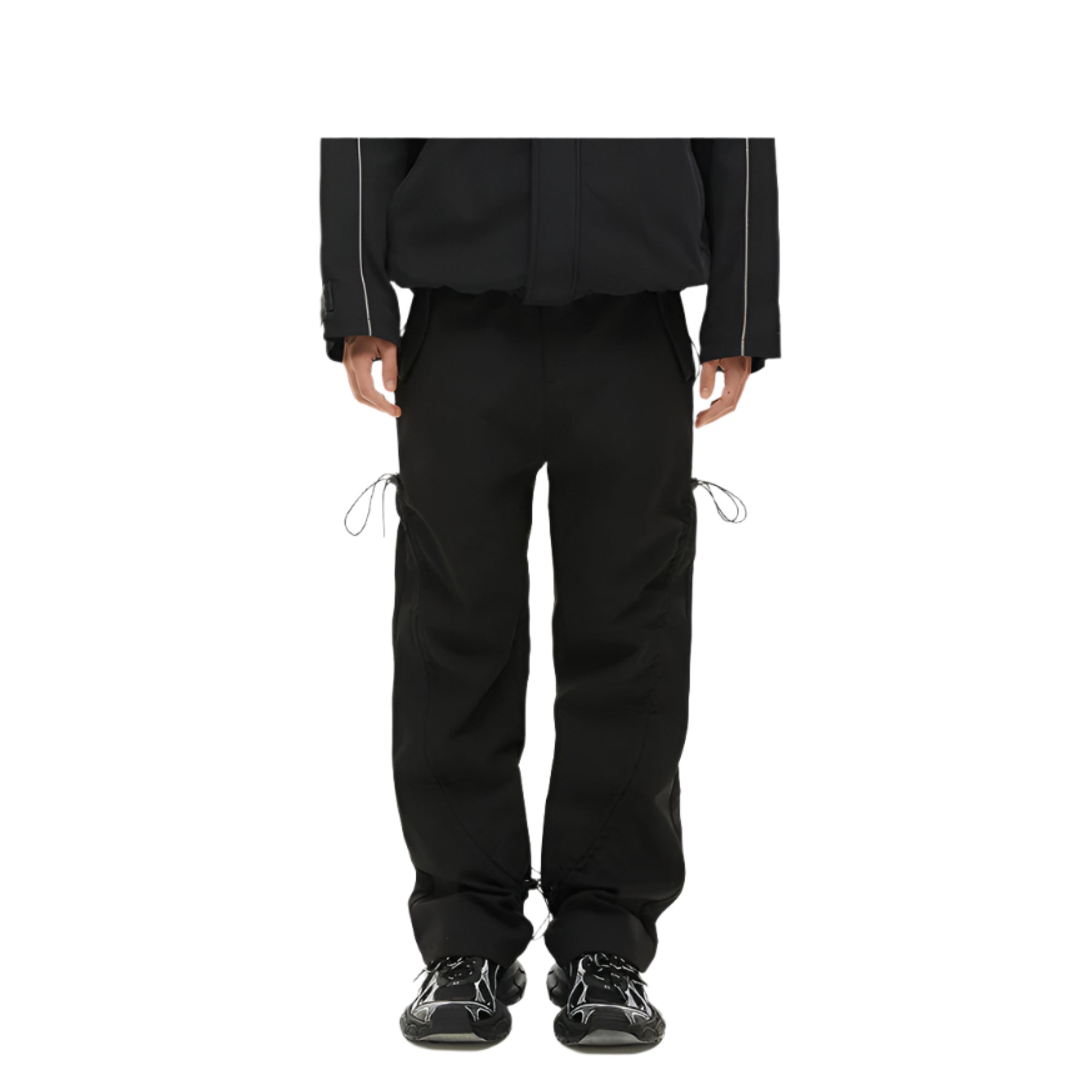 Black Fleece-lined Drawstring Cargo Pants